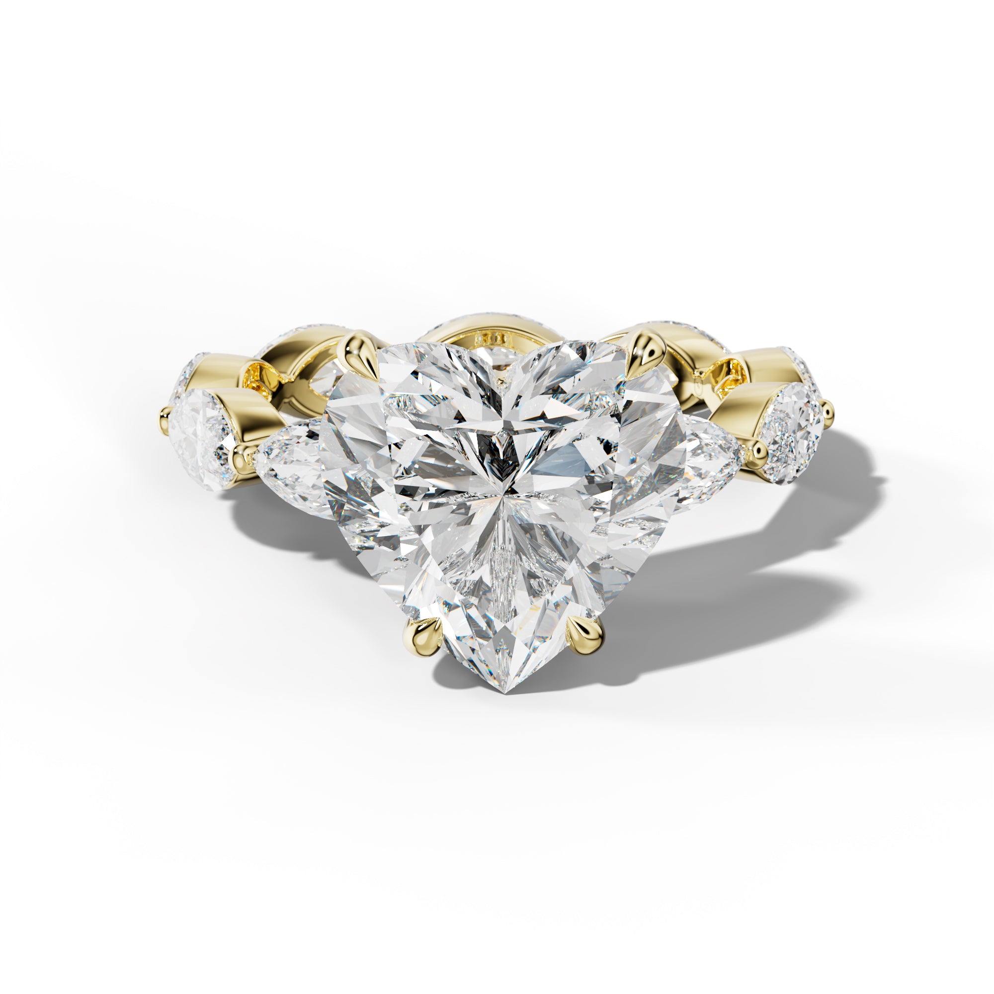 Maria Heart Diamond Engagement Ring With East West Marquise Side Stones