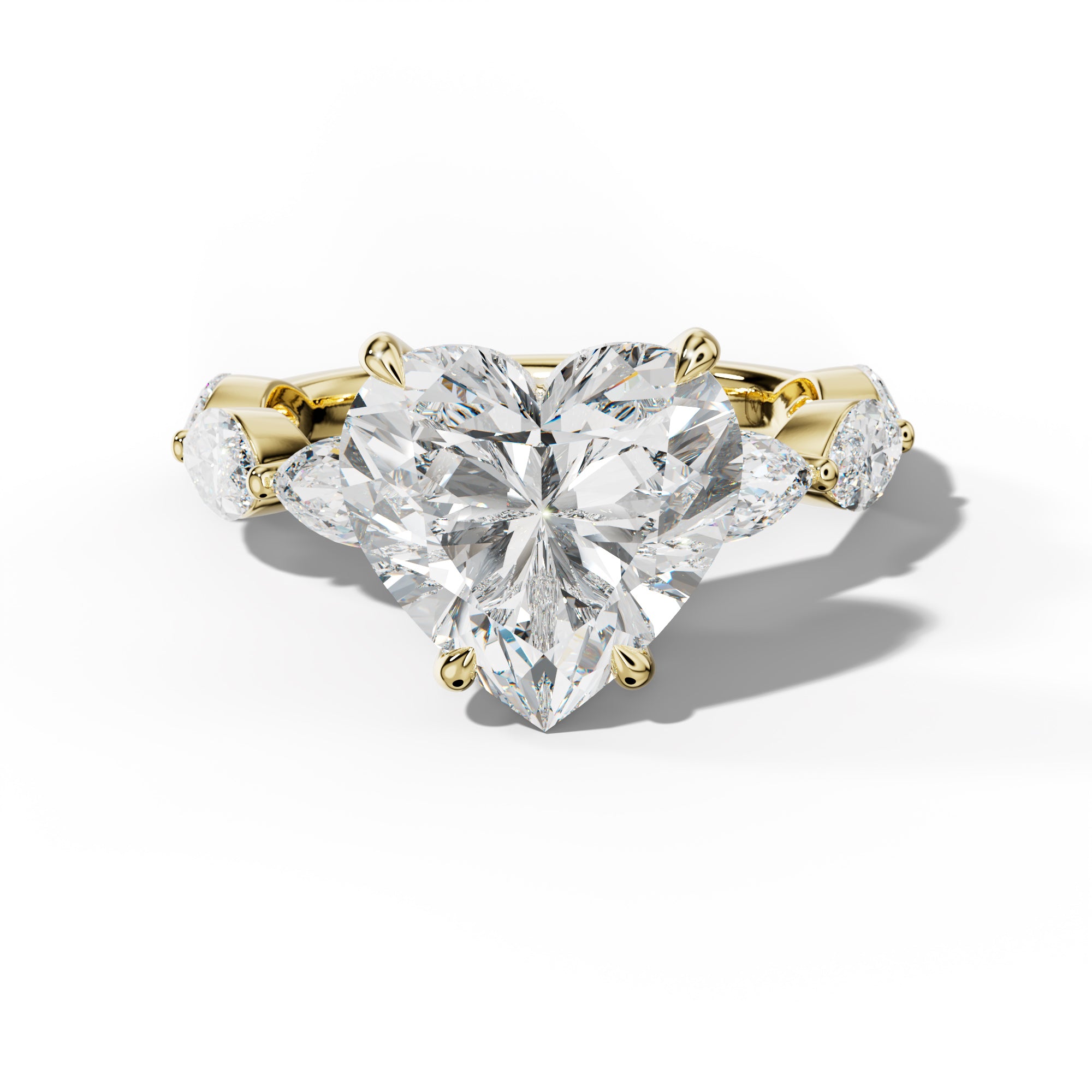 Diana Heart Diamond Engagement Ring With East West Marquise Side Stones
