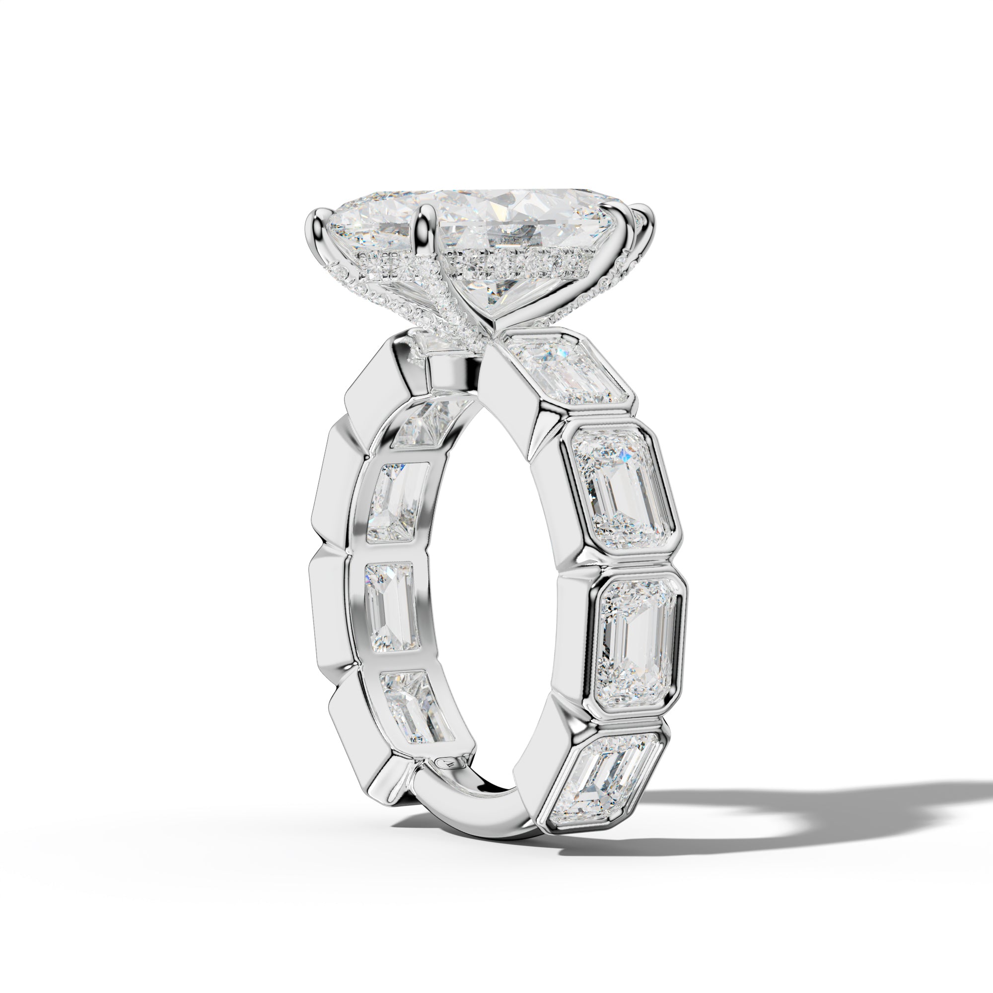 Jessie Marquise Diamond Engagement Ring With East West Emerald Side Stones