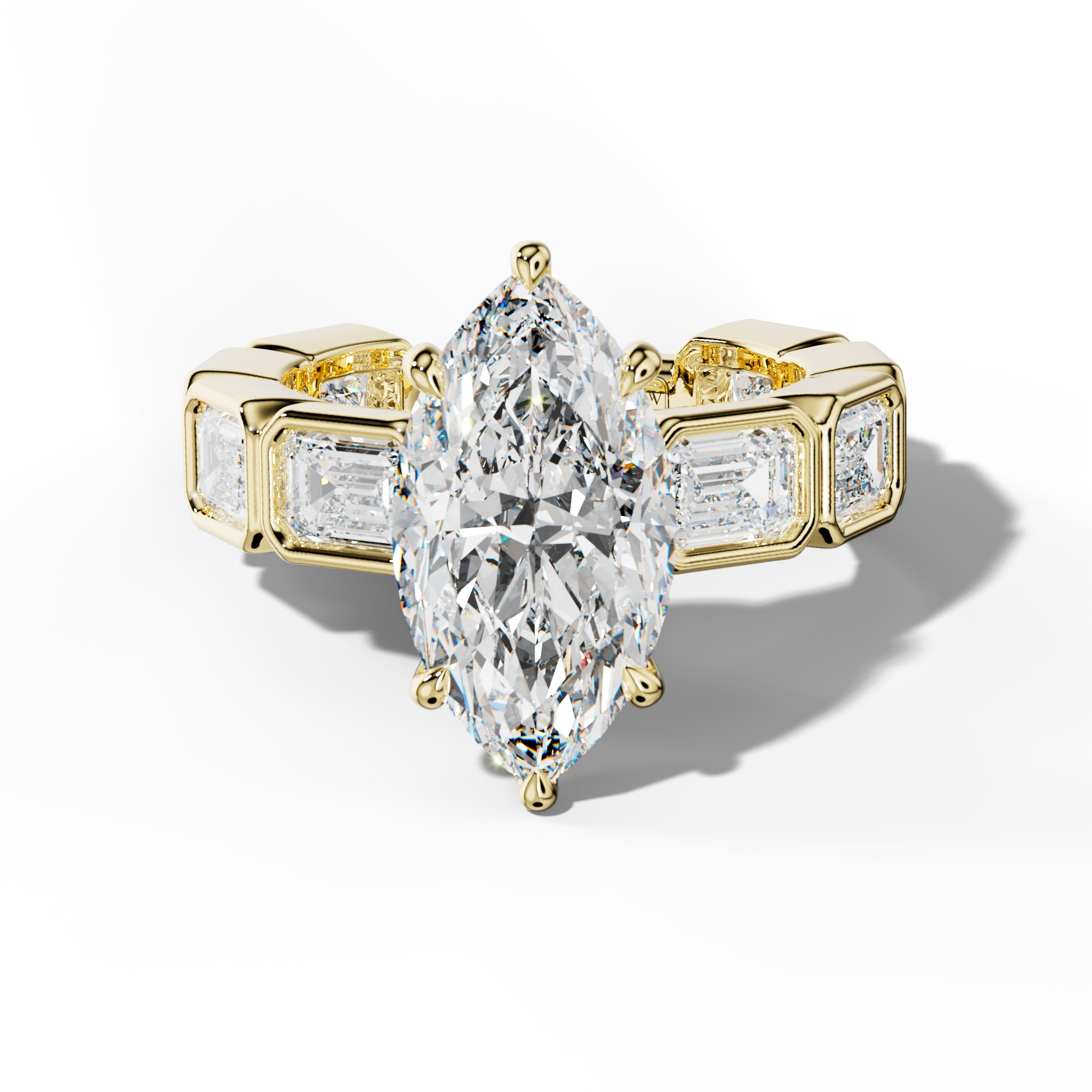 Jessie Marquise Diamond Engagement Ring With East West Emerald Side Stones