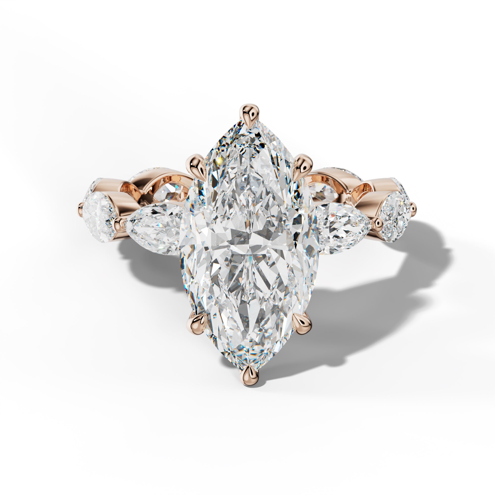 Maria Marquise Diamond Engagement Ring With East West Marquise Side Stones