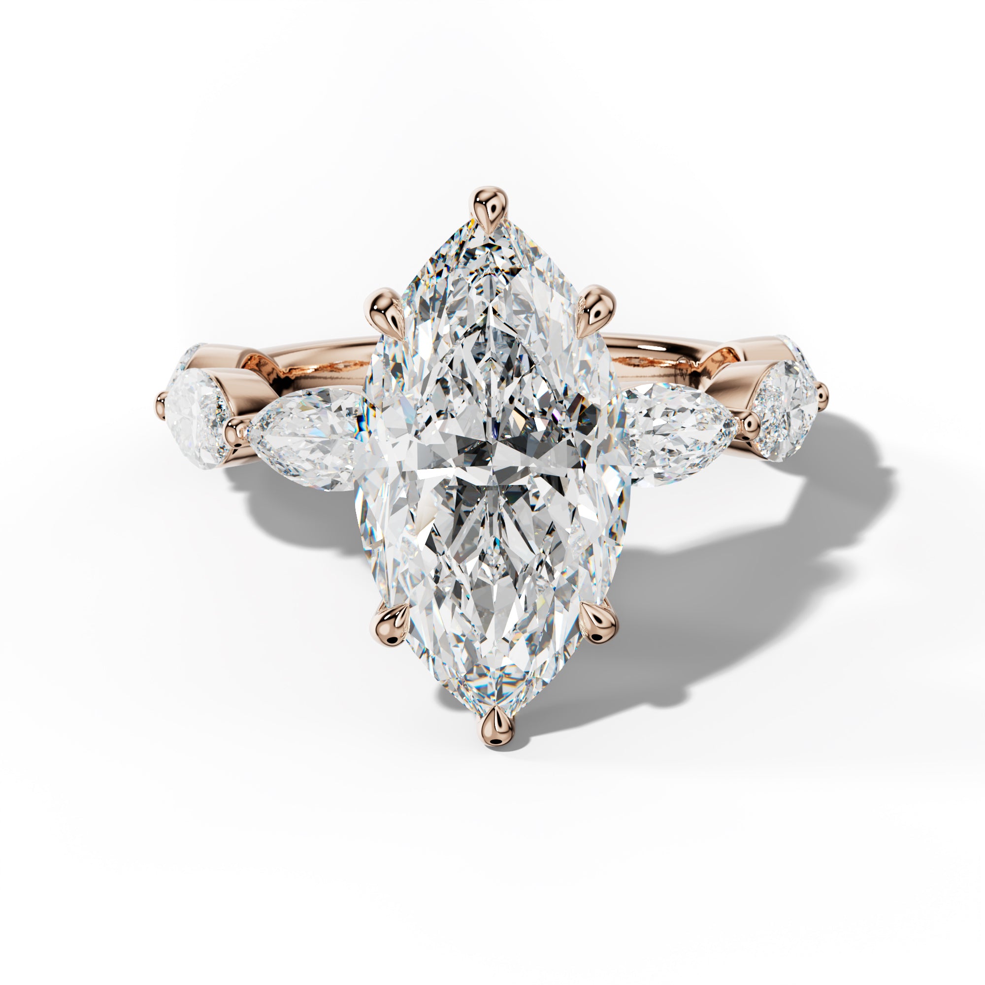 Diana Marquise Diamond Engagement Ring With East West Marquise Side Stones