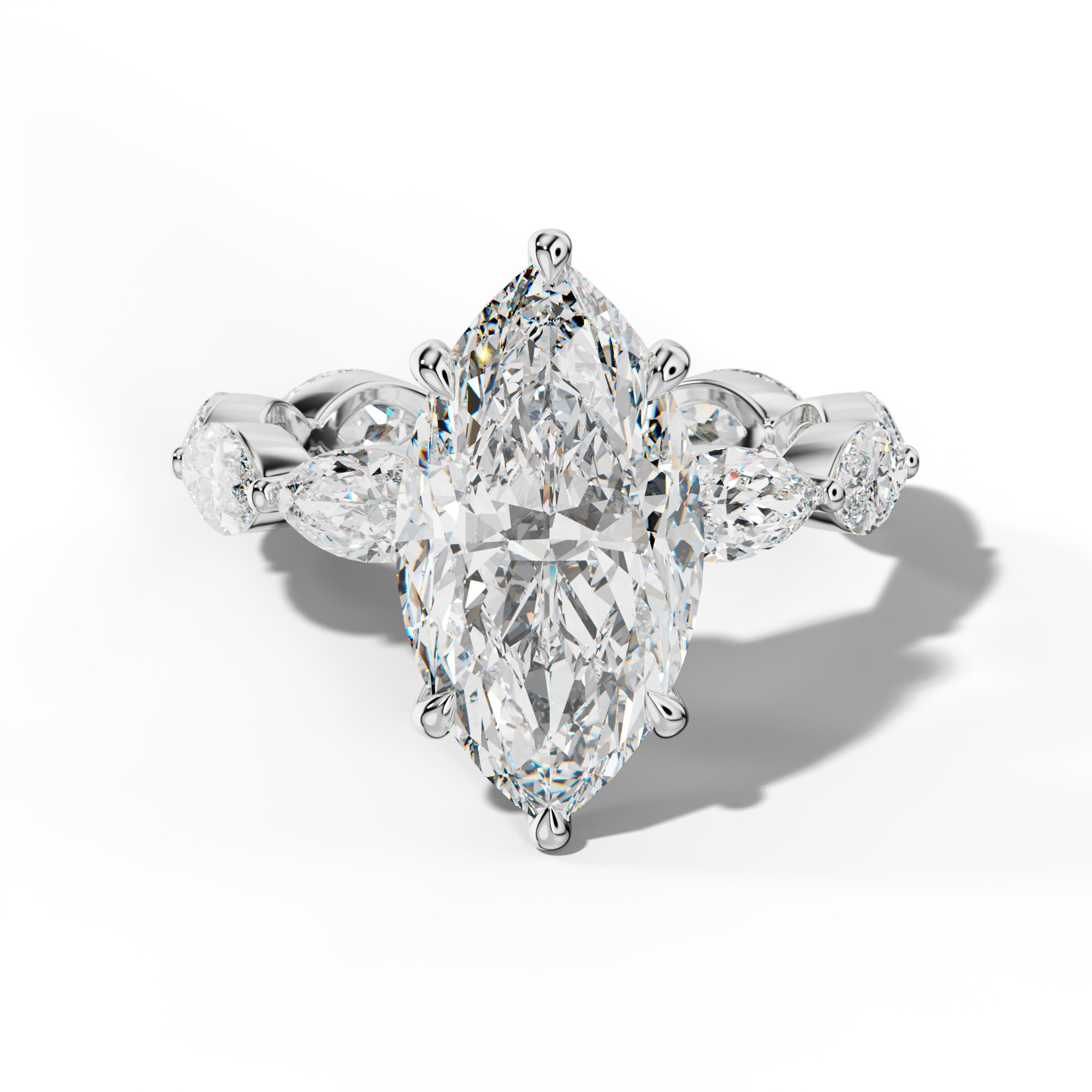 Maria Marquise Diamond Engagement Ring With East West Marquise Side Stones
