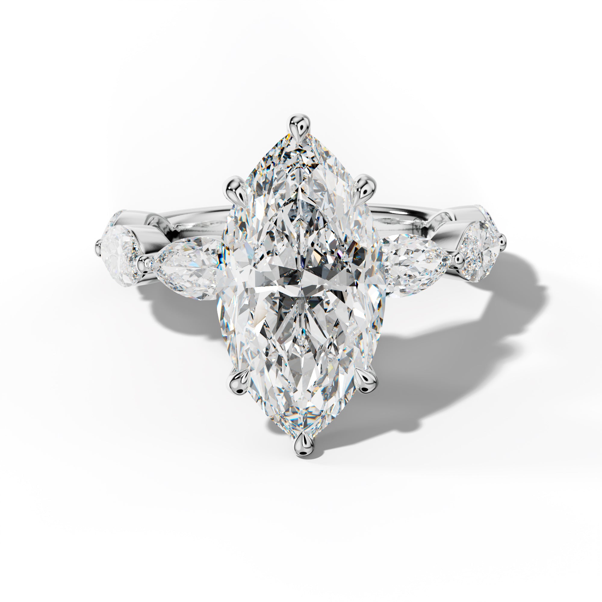 Diana Marquise Diamond Engagement Ring With East West Marquise Side Stones