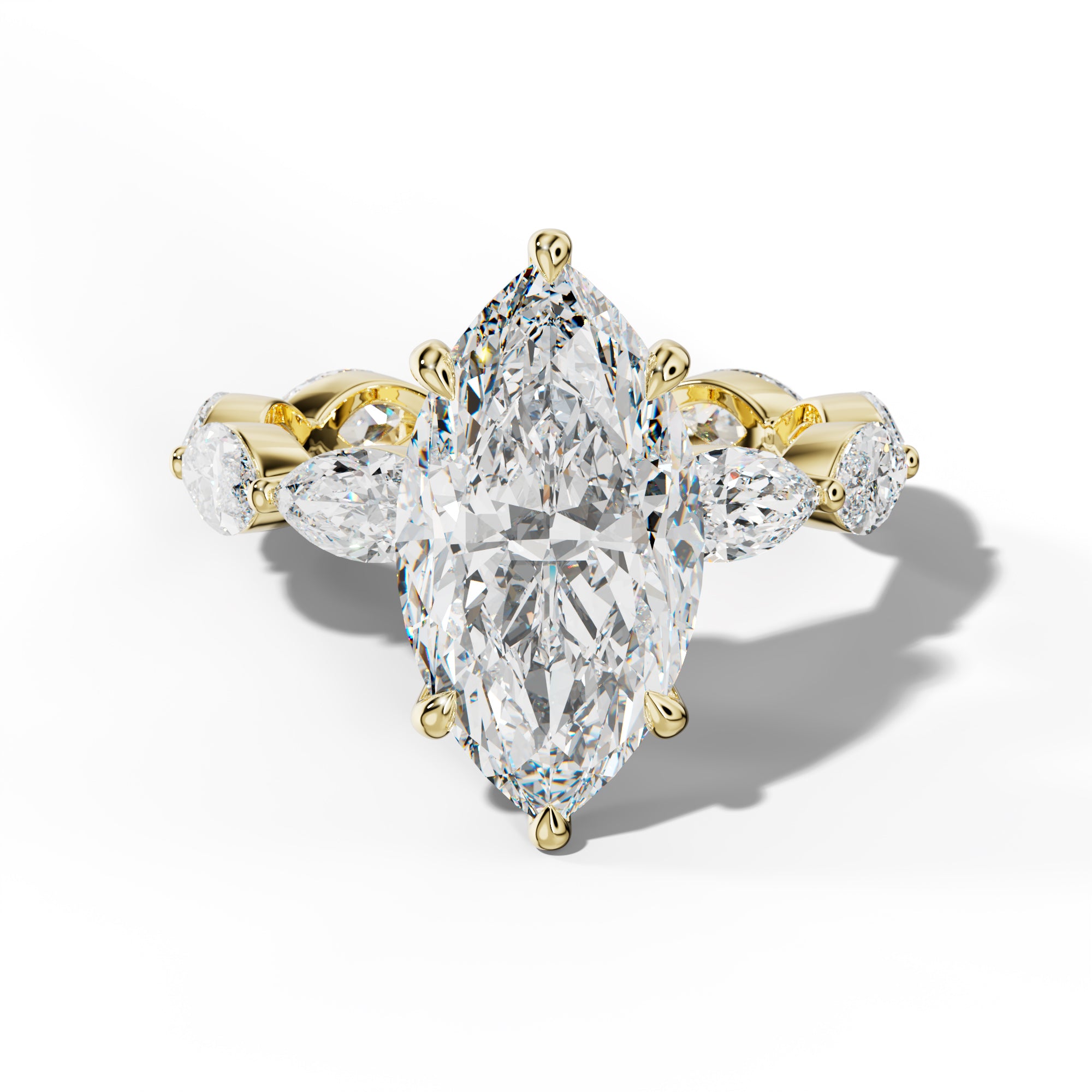 Maria Marquise Diamond Engagement Ring With East West Marquise Side Stones