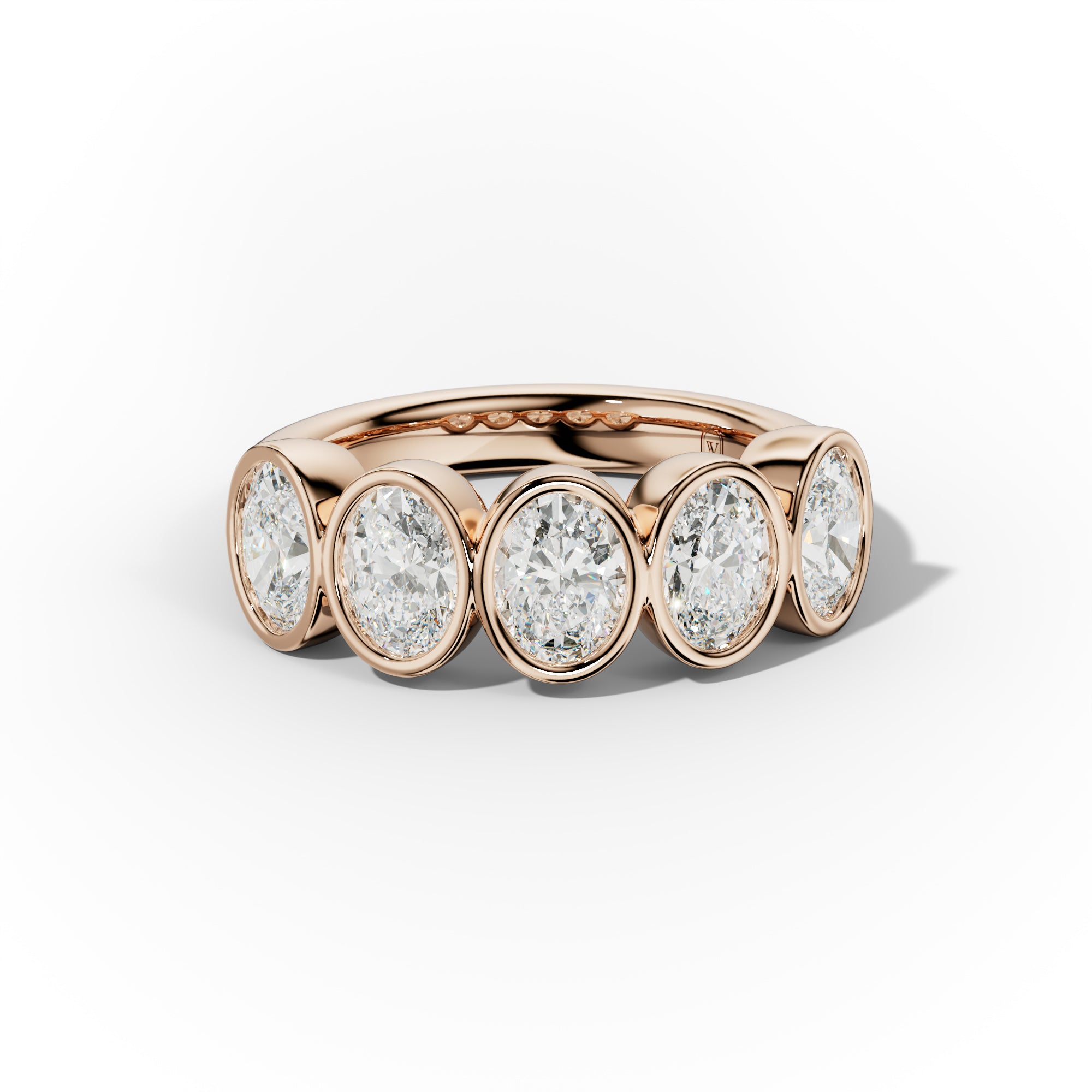 2.0 Carat Bezel Set Oval Diamond Five Stone Band