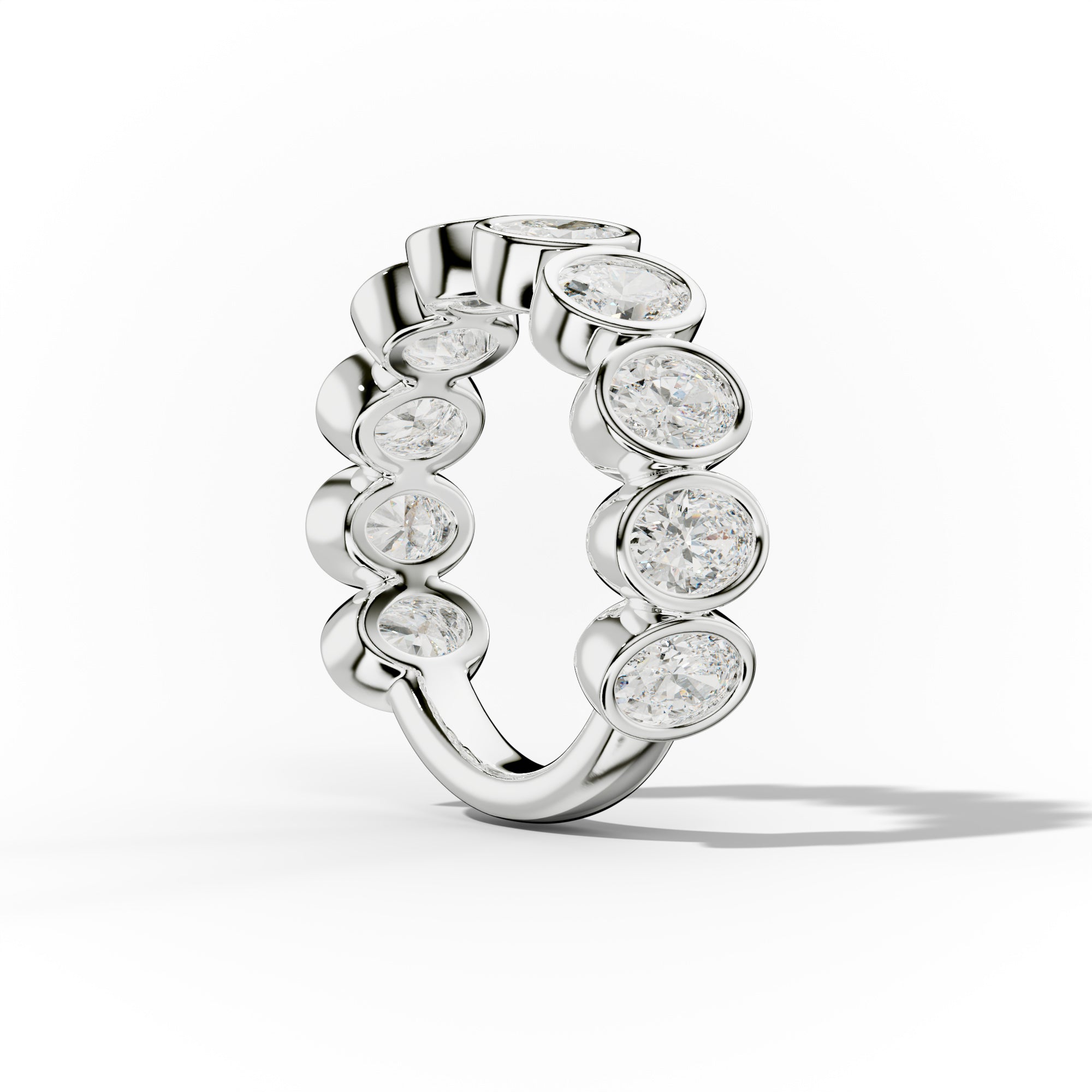 3.0 Carat Bezel Set Oval Cut Diamond Anniversary Ring