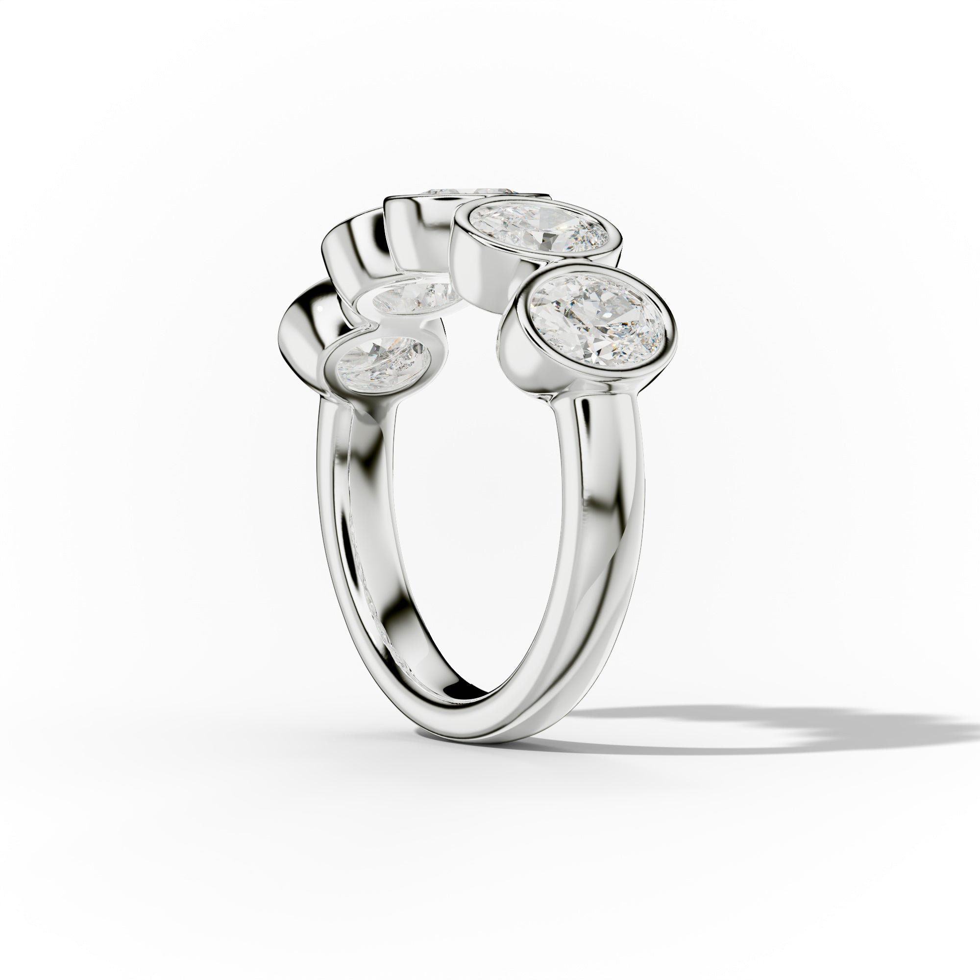 2.0 Carat Bezel Set Oval Diamond Five Stone Band