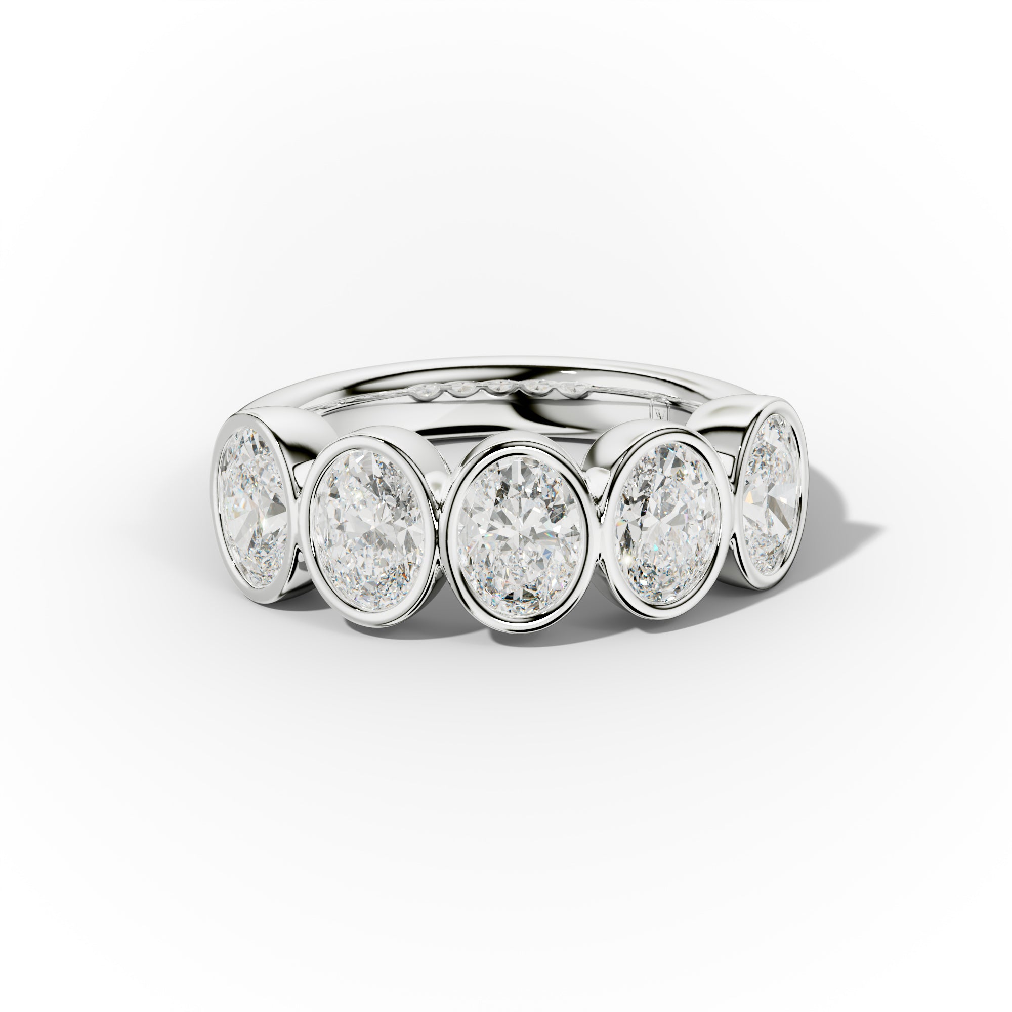 2.0 Carat Bezel Set Oval Diamond Five Stone Band
