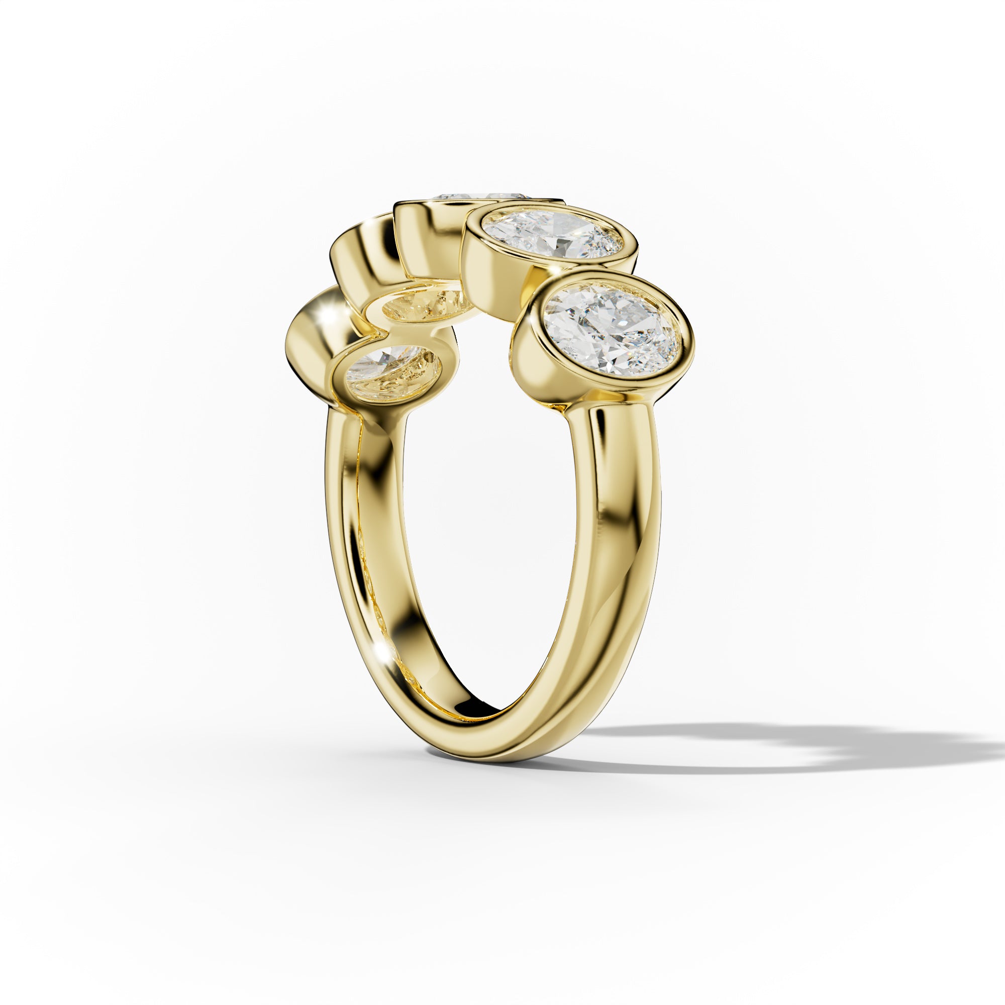 2.0 Carat Bezel Set Oval Diamond Five Stone Band