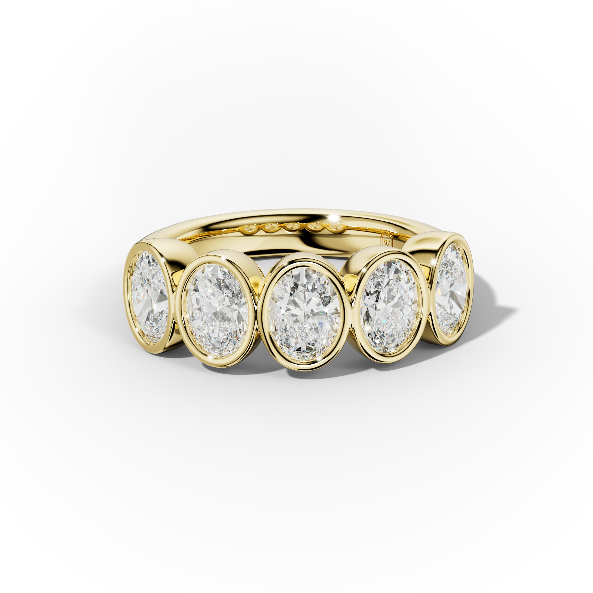 2.0 Carat Bezel Set Oval Diamond Five Stone Band