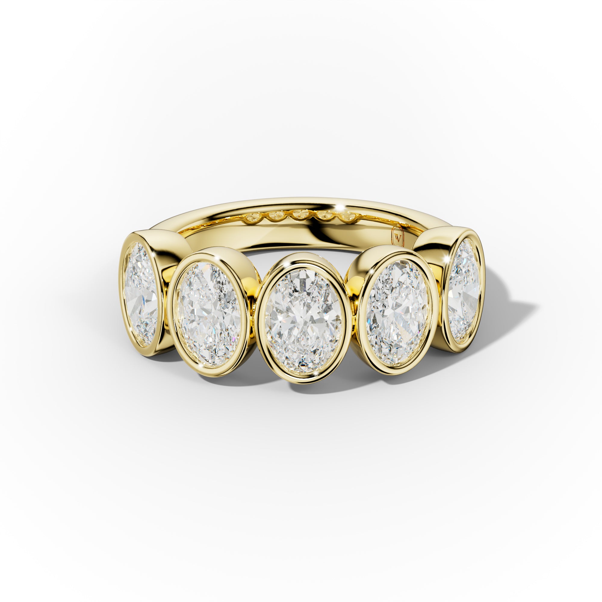 3.0 Carat Bezel Set Oval Diamond Five Stone Band