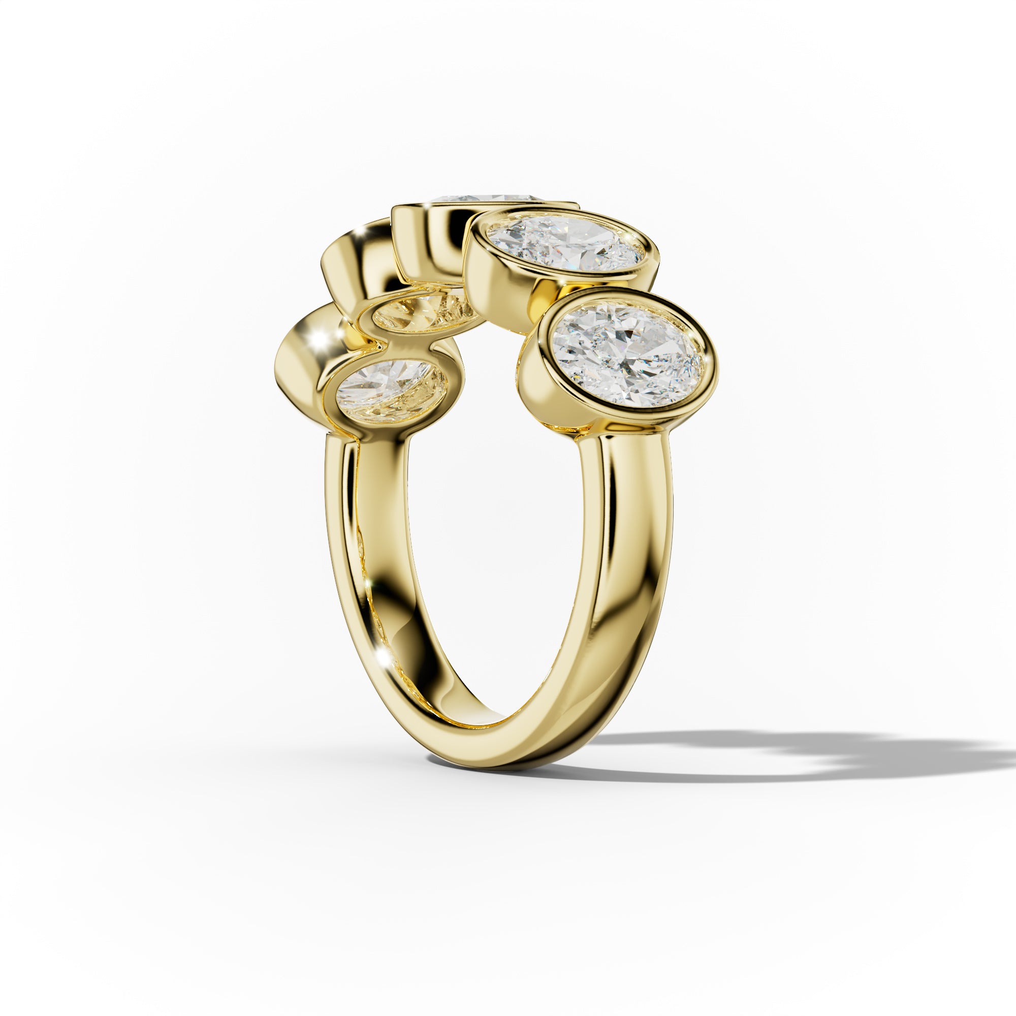 3.0 Carat Bezel Set Oval Diamond Five Stone Band