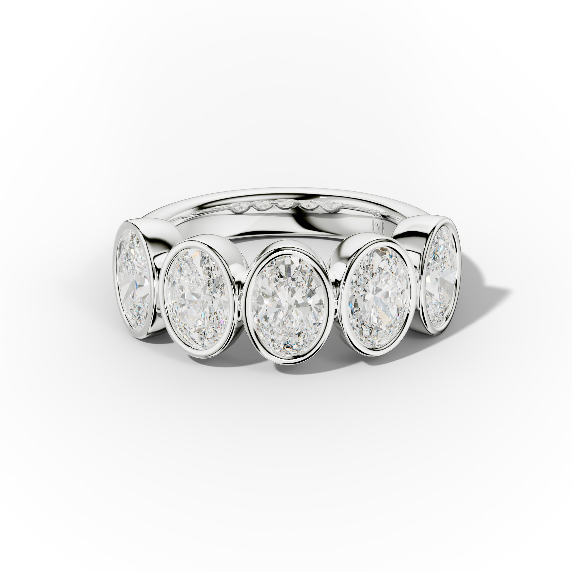 3.0 Carat Bezel Set Oval Diamond Five Stone Band
