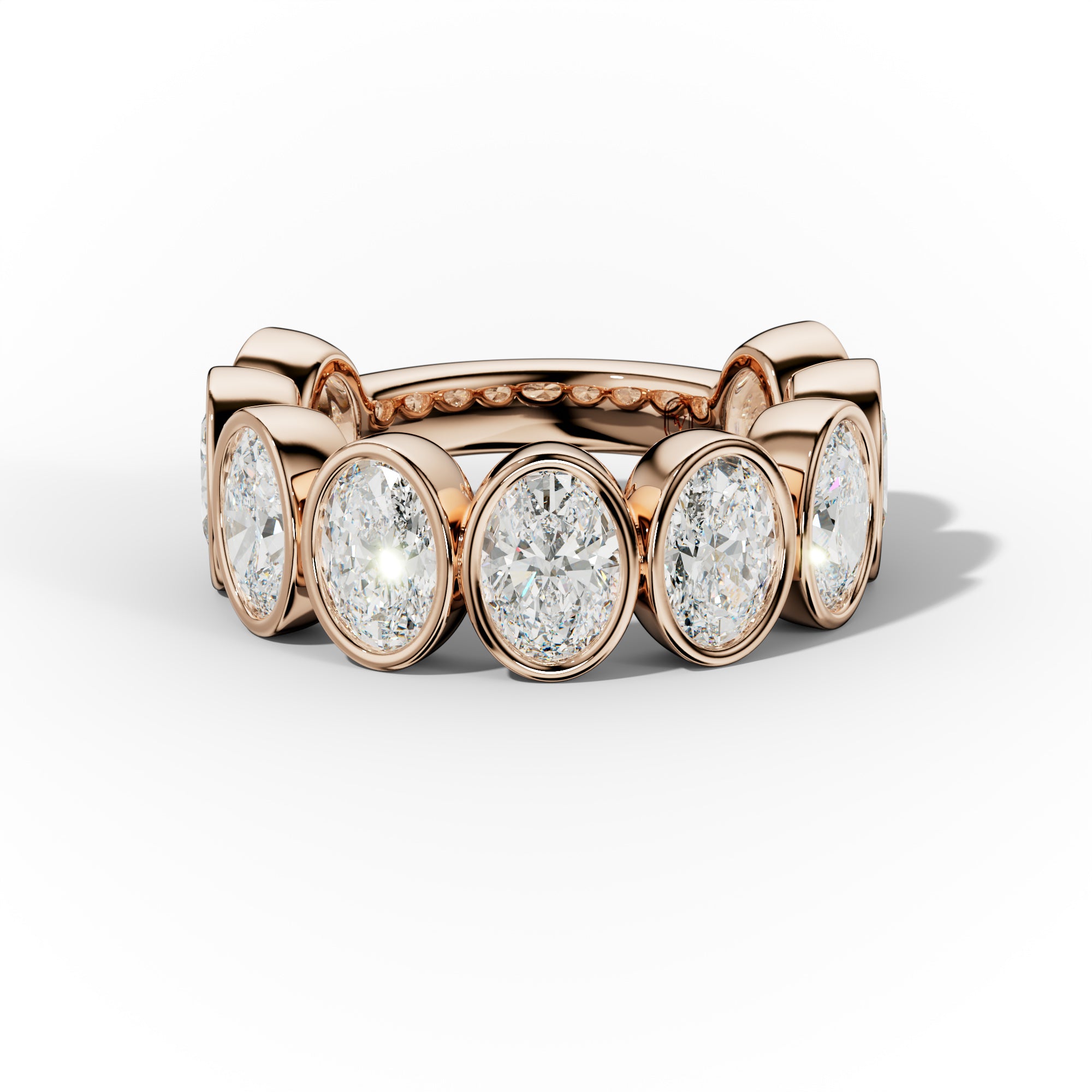 5.0 Carat Bezel Set Oval Diamond Anniversary Band