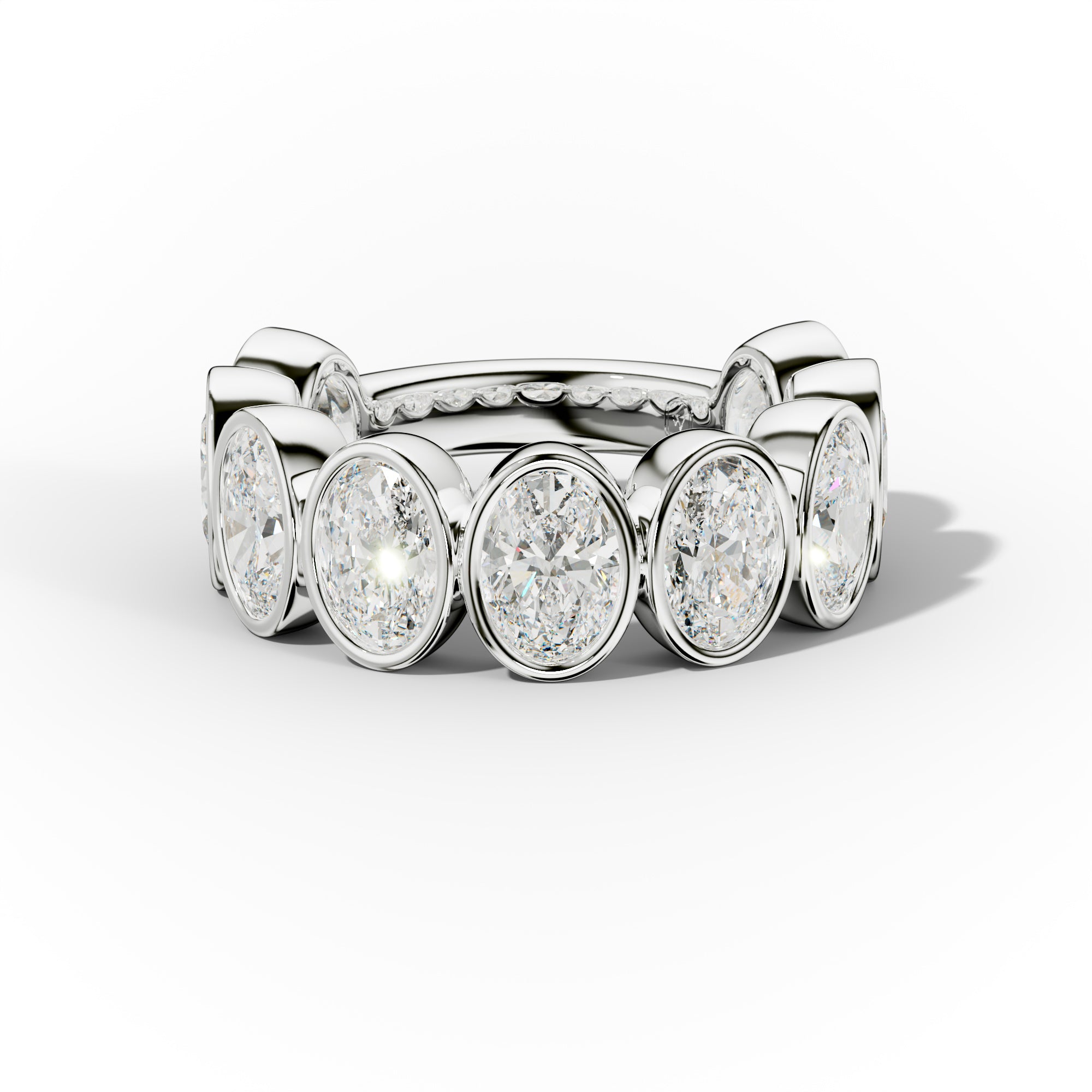 5.0 Carat Bezel Set Oval Diamond Anniversary Band