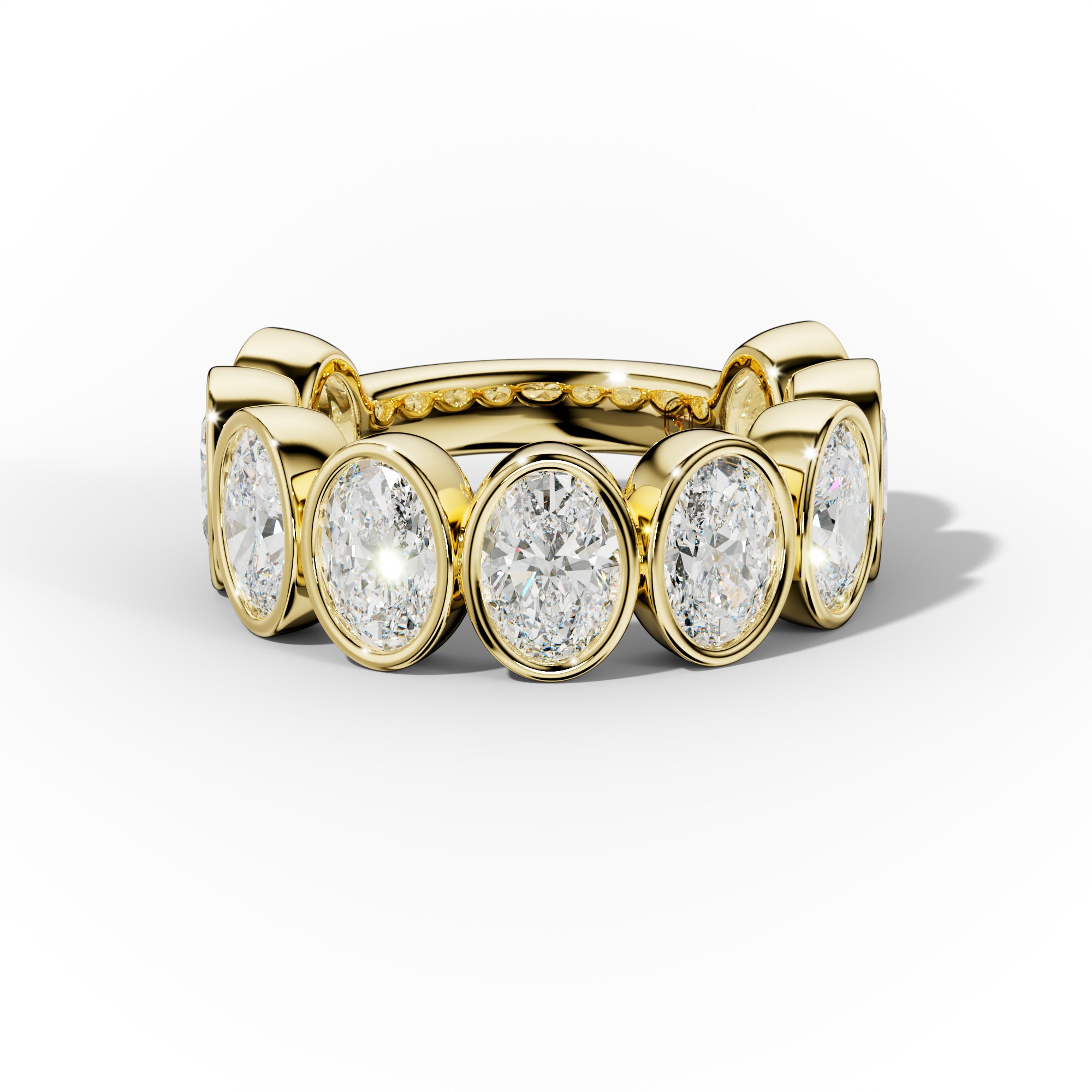 5.0 Carat Bezel Set Oval Diamond Anniversary Band