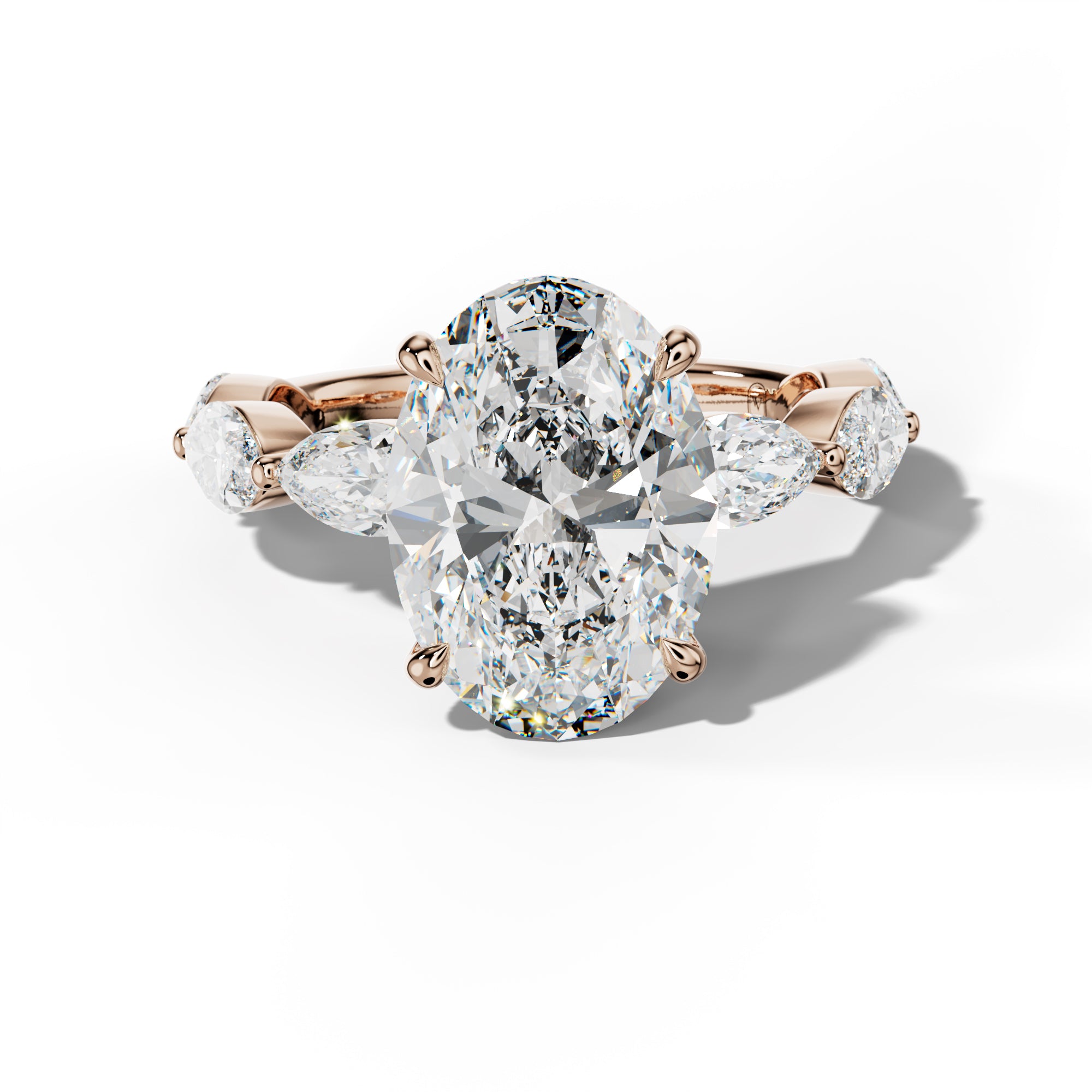 Diana Oval Diamond Engagement Ring With East West Marquise Side Stones