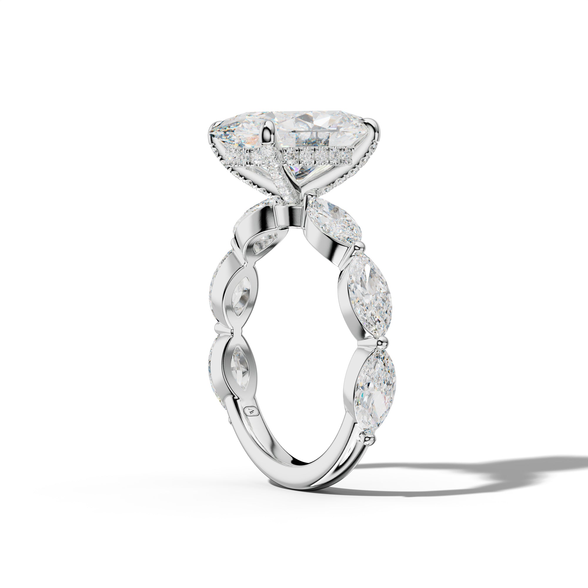 Diana Oval Diamond Engagement Ring With East West Marquise Side Stones