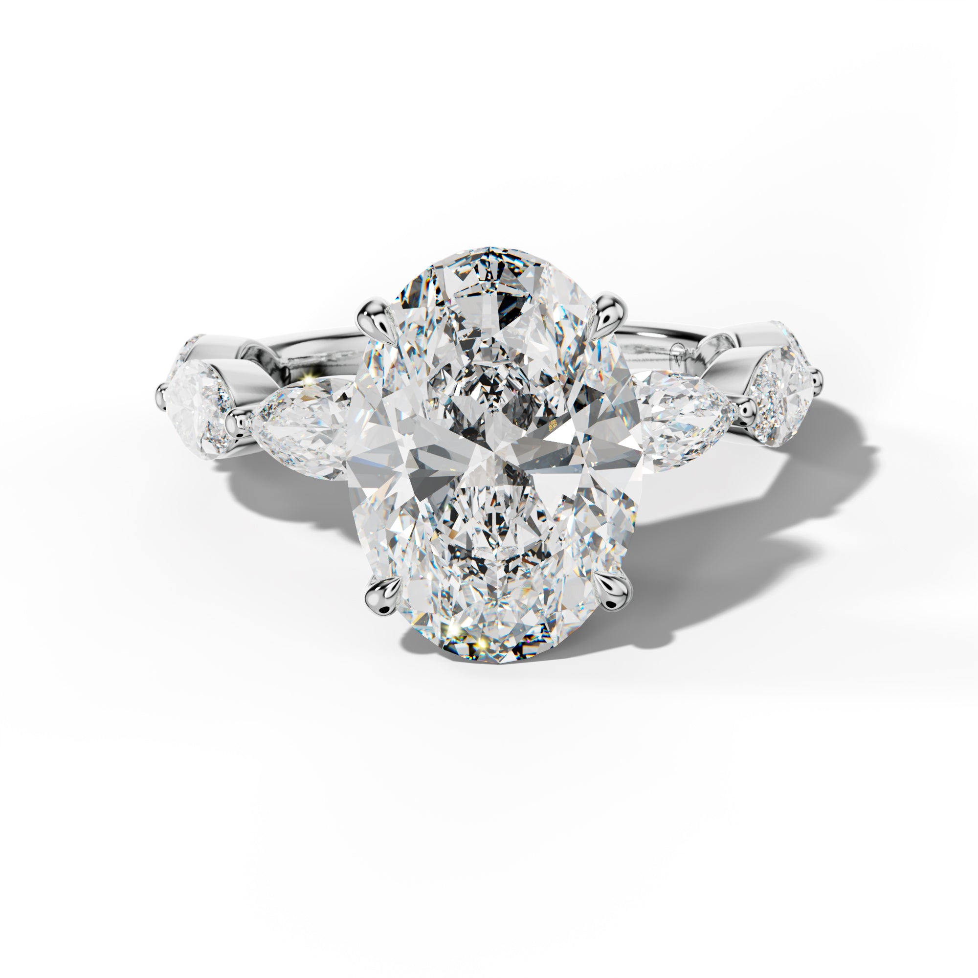 Diana Oval Diamond Engagement Ring With East West Marquise Side Stones