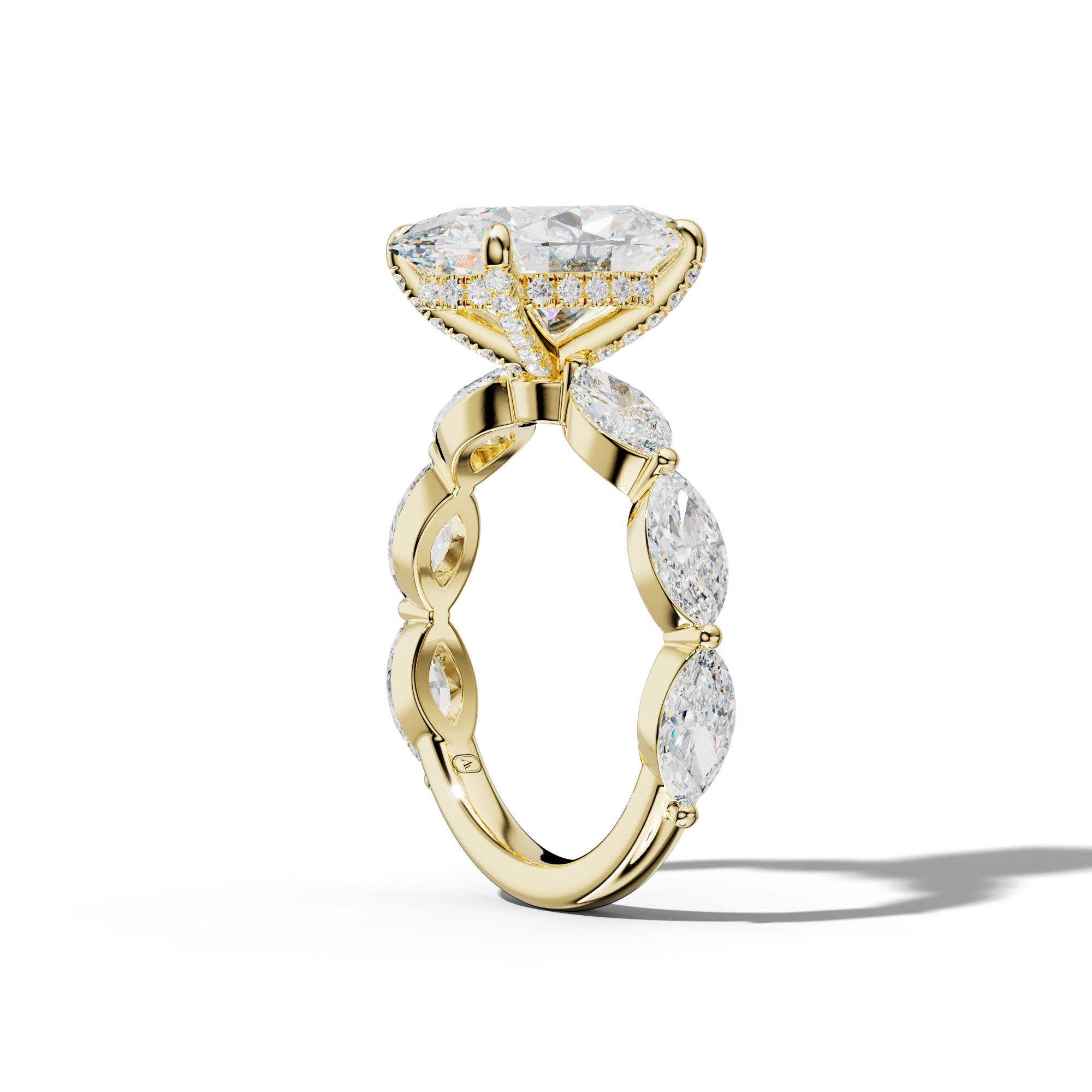 Diana Oval Diamond Engagement Ring With East West Marquise Side Stones