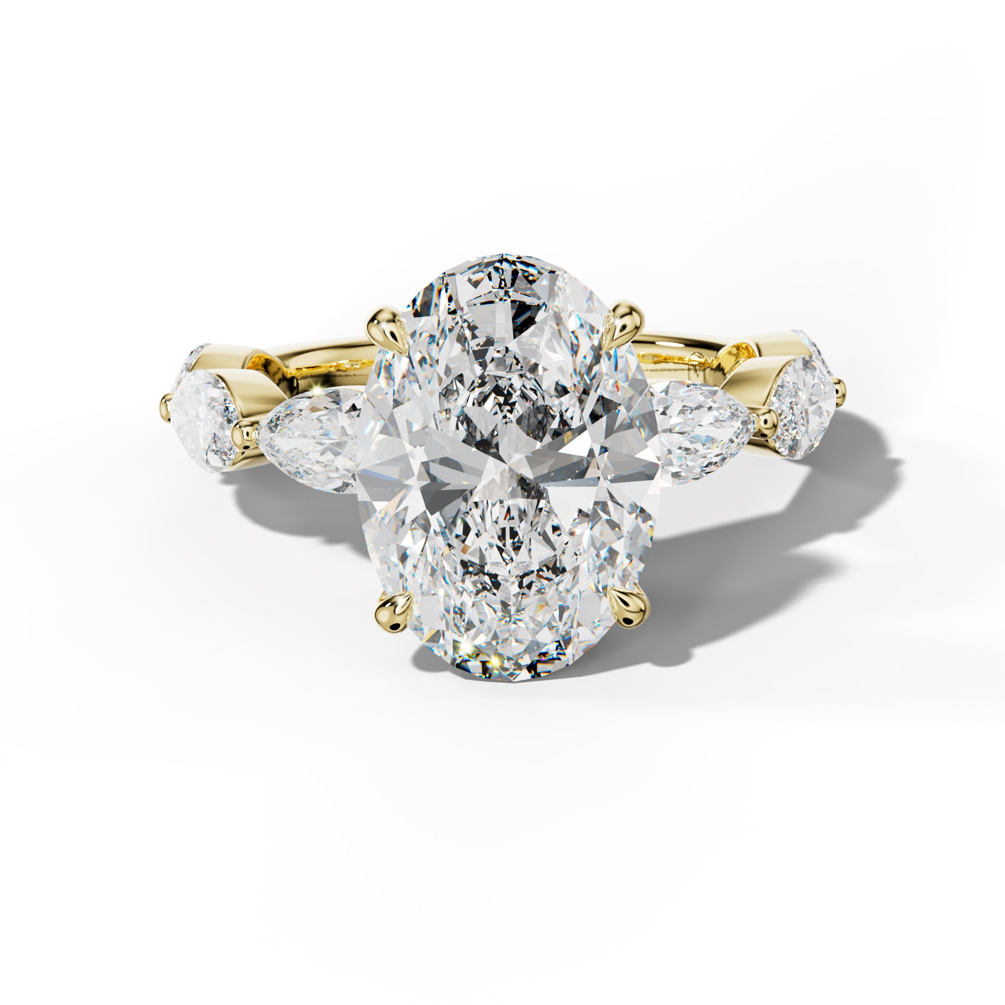 Diana Oval Diamond Engagement Ring With East West Marquise Side Stones