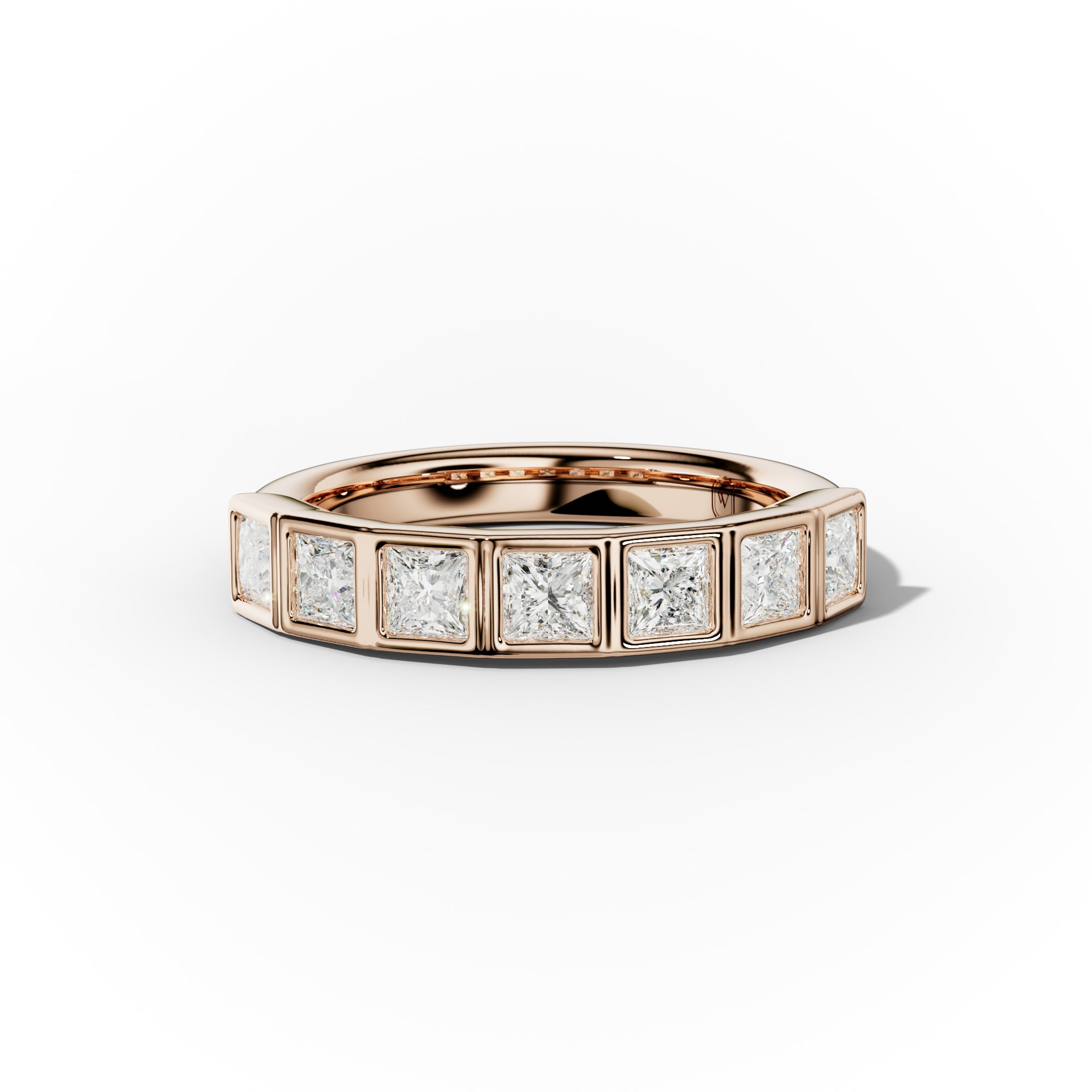 1.0 Carat Bezel Set Princess Cut Diamond Half Eternity Band