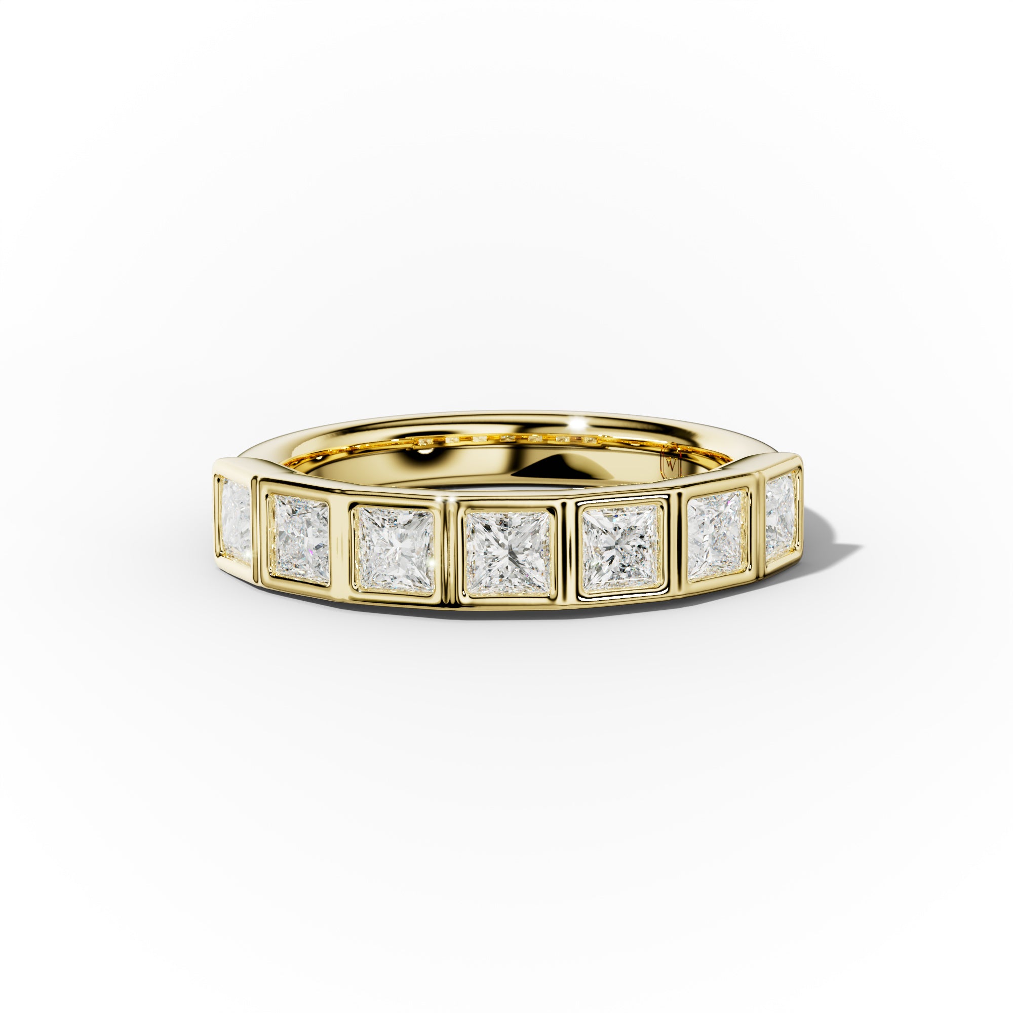 1.0 Carat Bezel Set Princess Cut Diamond Half Eternity Band