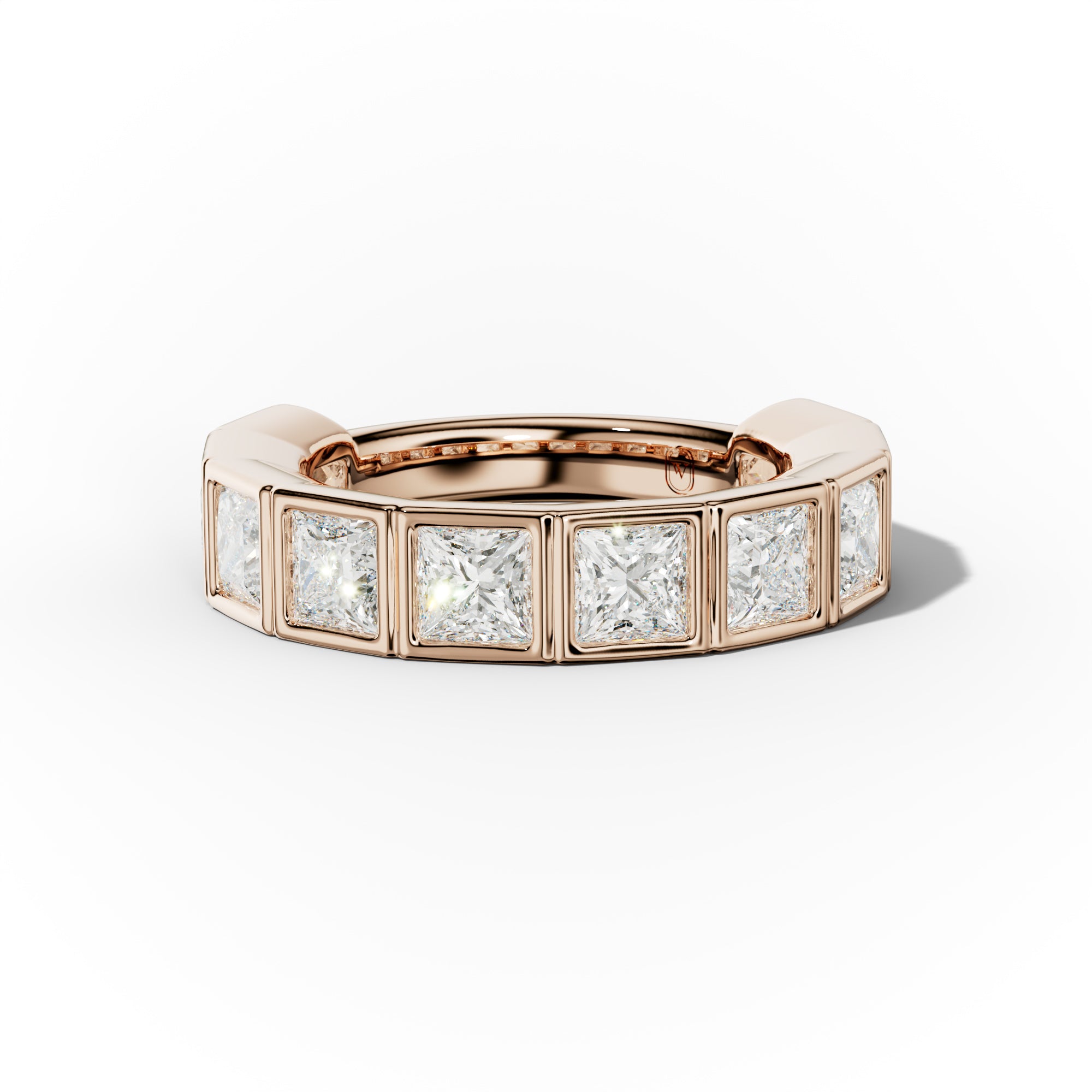 4.0 Carat Bezel Set Princess Cut Diamond Anniversary Band