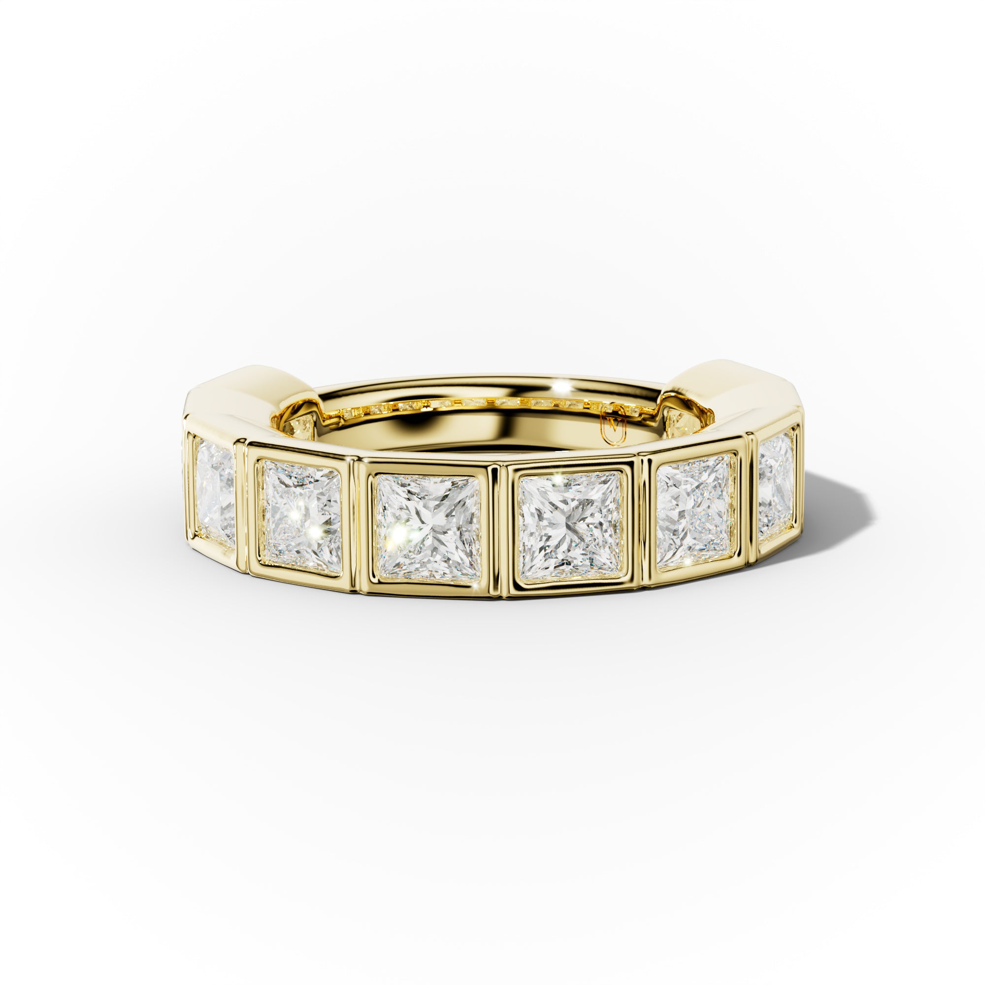 4.0 Carat Bezel Set Princess Cut Diamond Anniversary Band