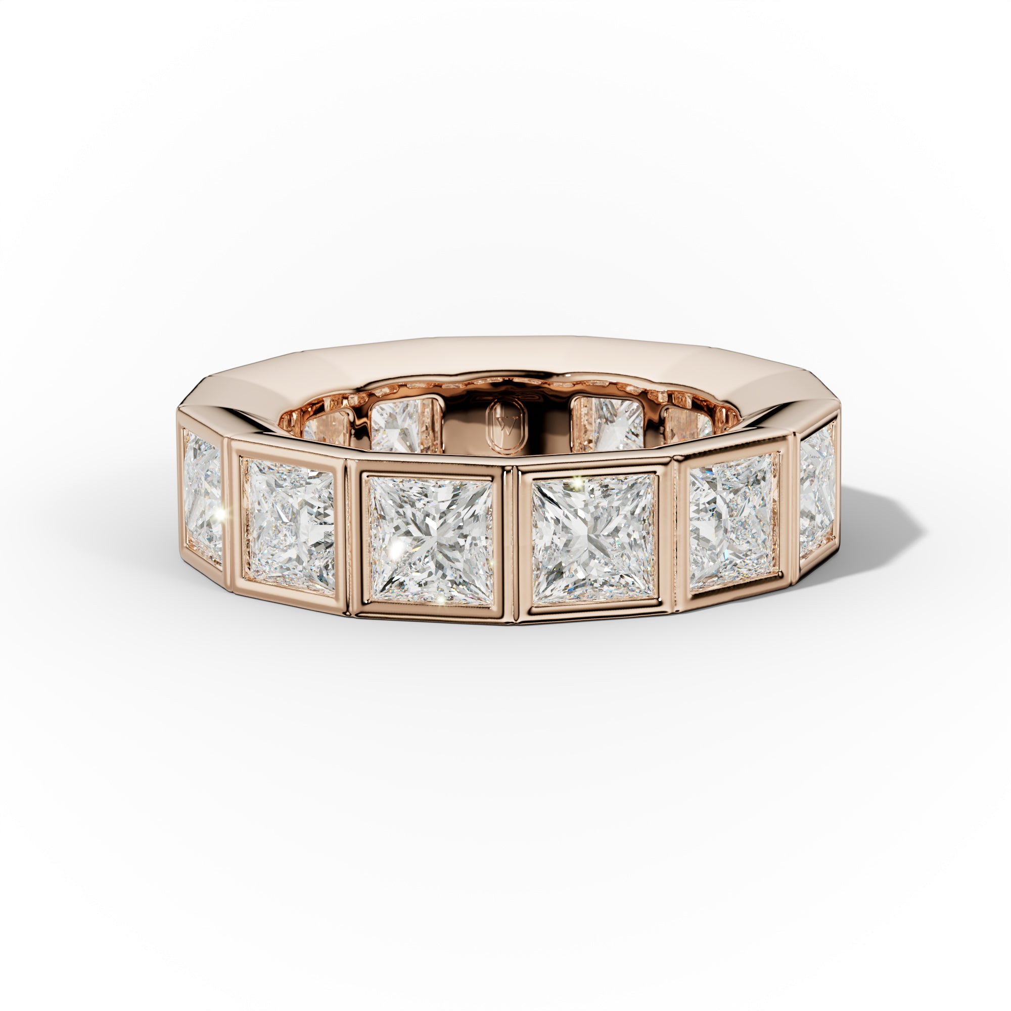 7.0 Carat Bezel Set Princess Cut Diamond Eternity Band