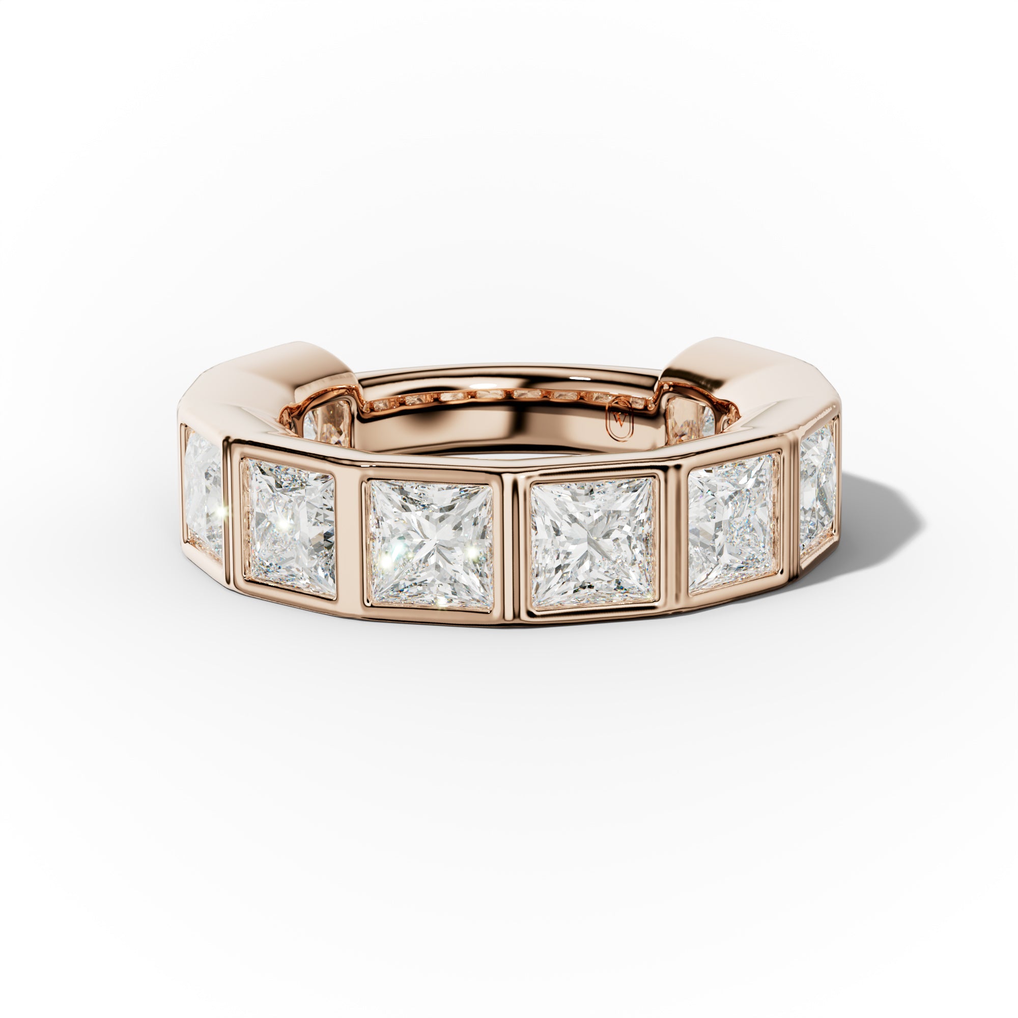 6.0 Carat Bezel Set Princess Cut Diamond Anniversary band