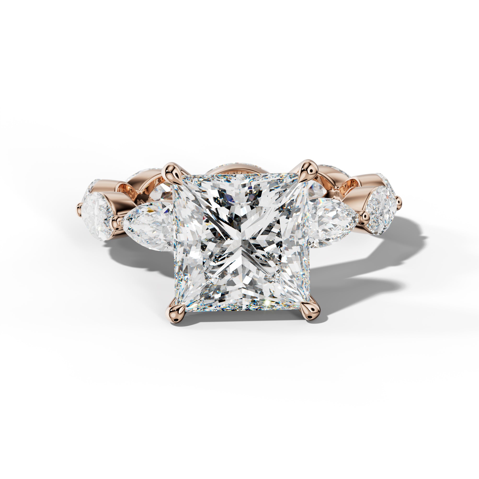 Maria Princess Cut Engagement Ring With East West Marquise Side Stones