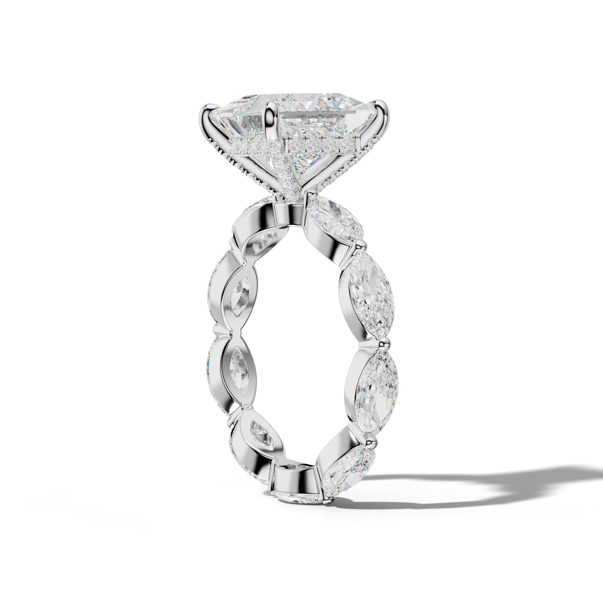 Maria Princess Cut Engagement Ring With East West Marquise Side Stones
