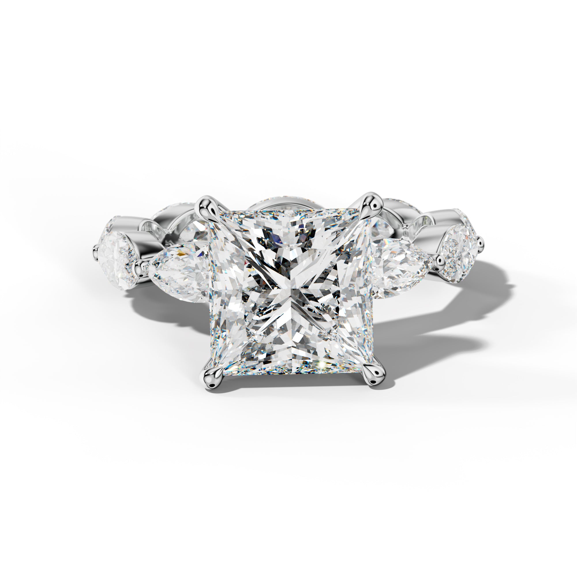 Maria Princess Cut Engagement Ring With East West Marquise Side Stones