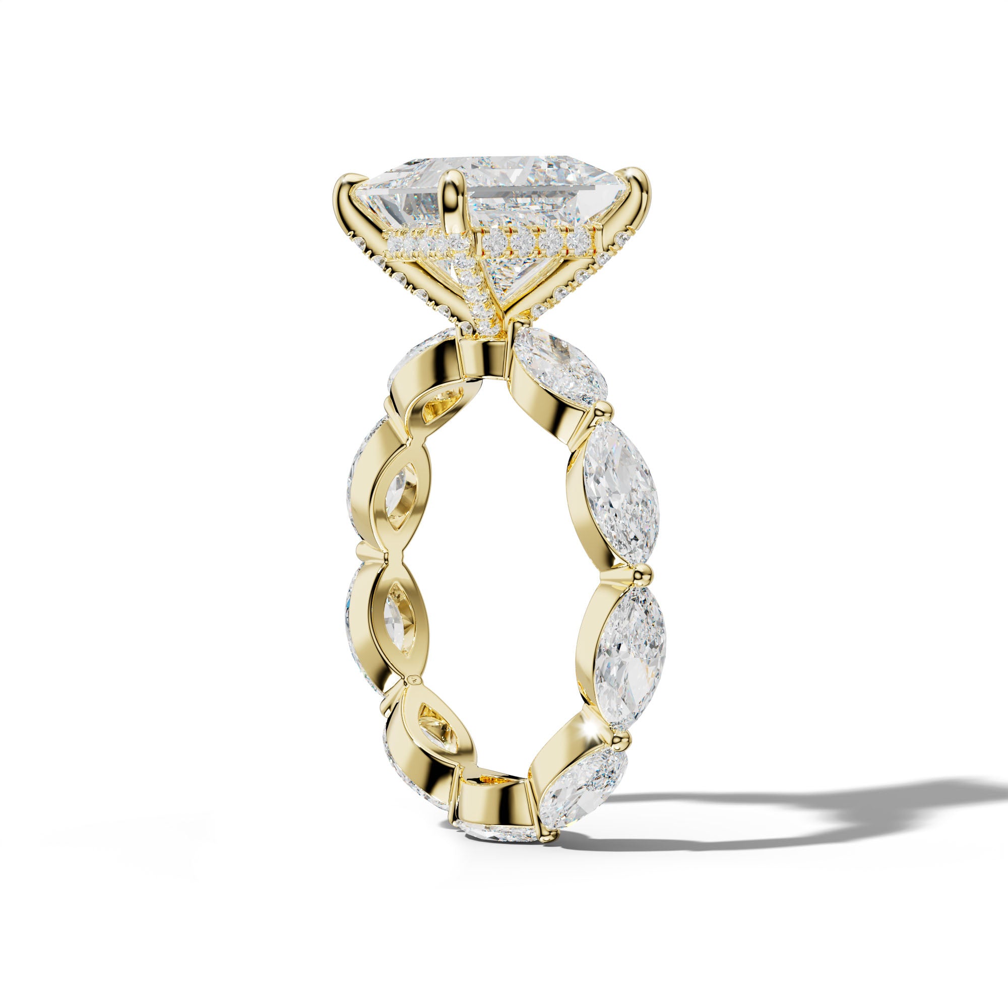 Maria Princess Cut Engagement Ring With East West Marquise Side Stones