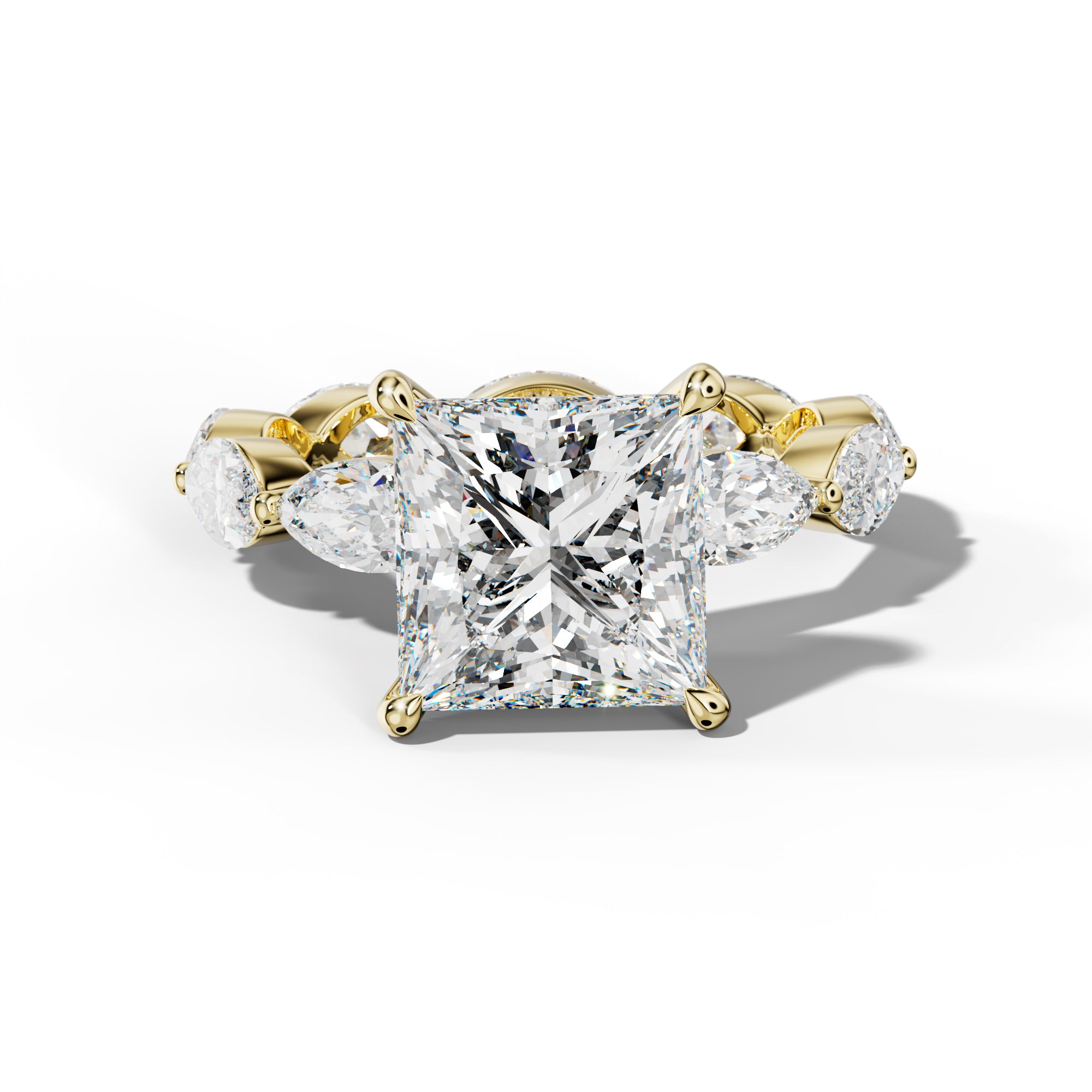 Maria Princess Cut Engagement Ring With East West Marquise Side Stones