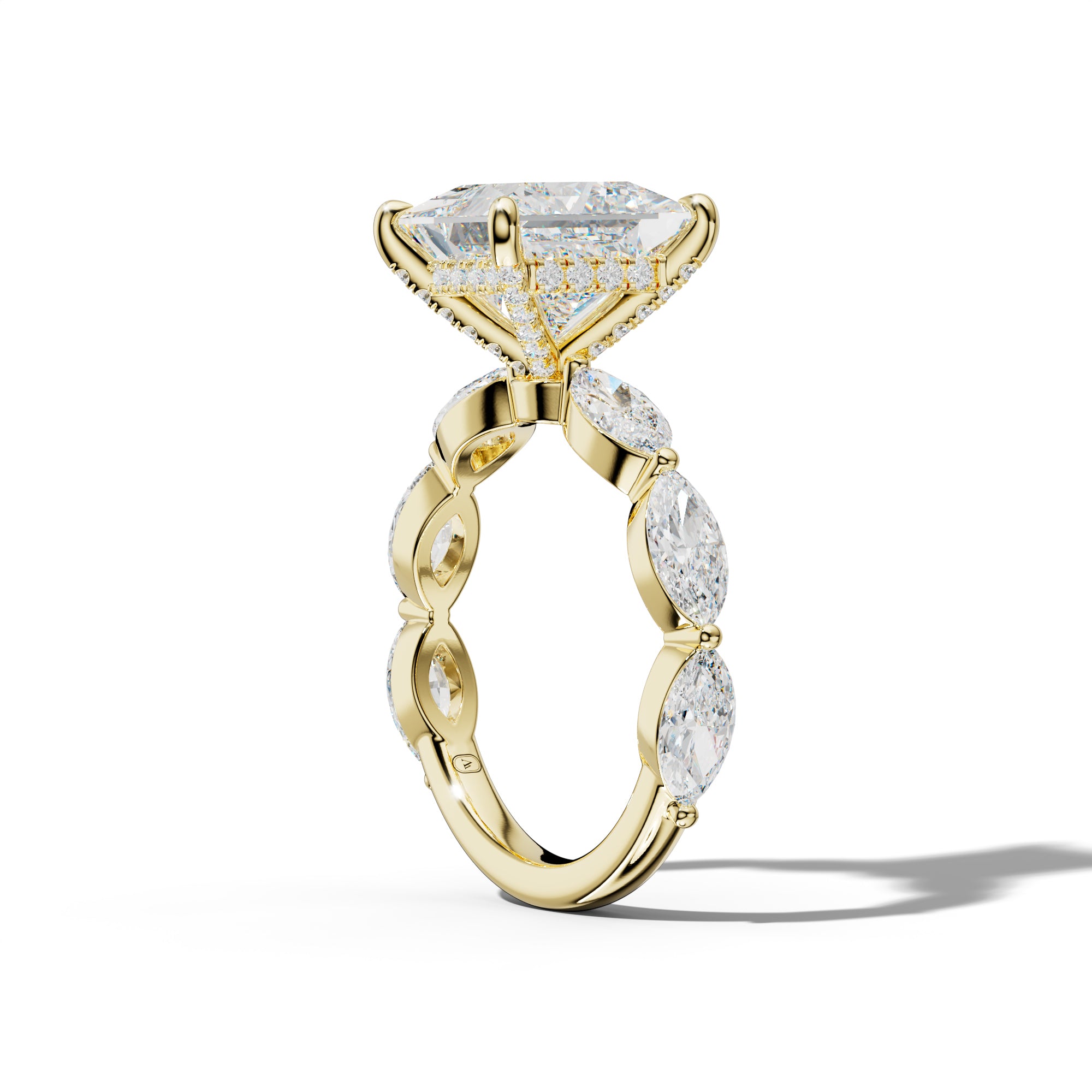 Diana Princess Cut Engagement Ring With East West Marquise Side Stones
