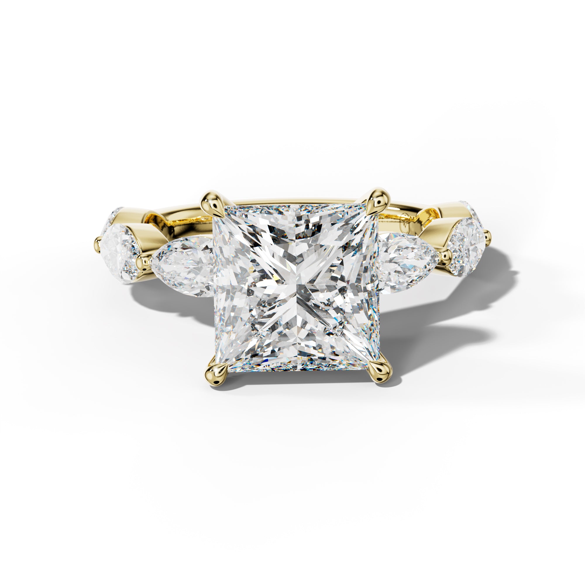 Diana Princess Cut Engagement Ring With East West Marquise Side Stones