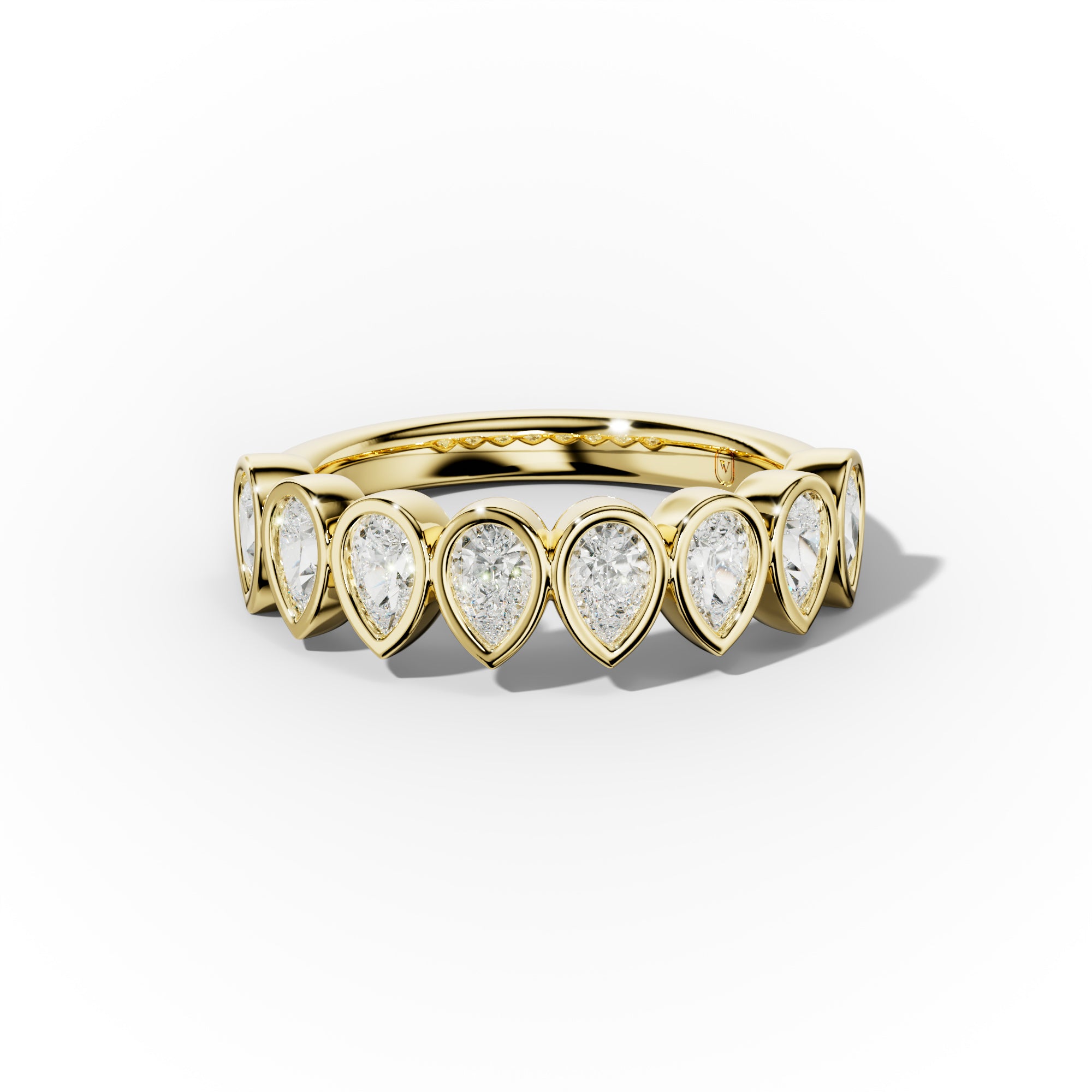 1.0 Carat Bezel Set Pear Shape Diamond Anniversary Band