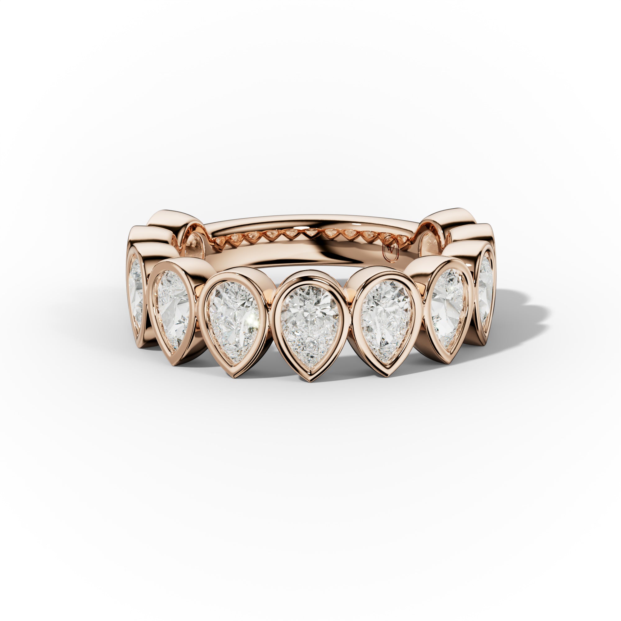 2.0 Carat Bezel Set Pear Shape Diamond Anniversary Band