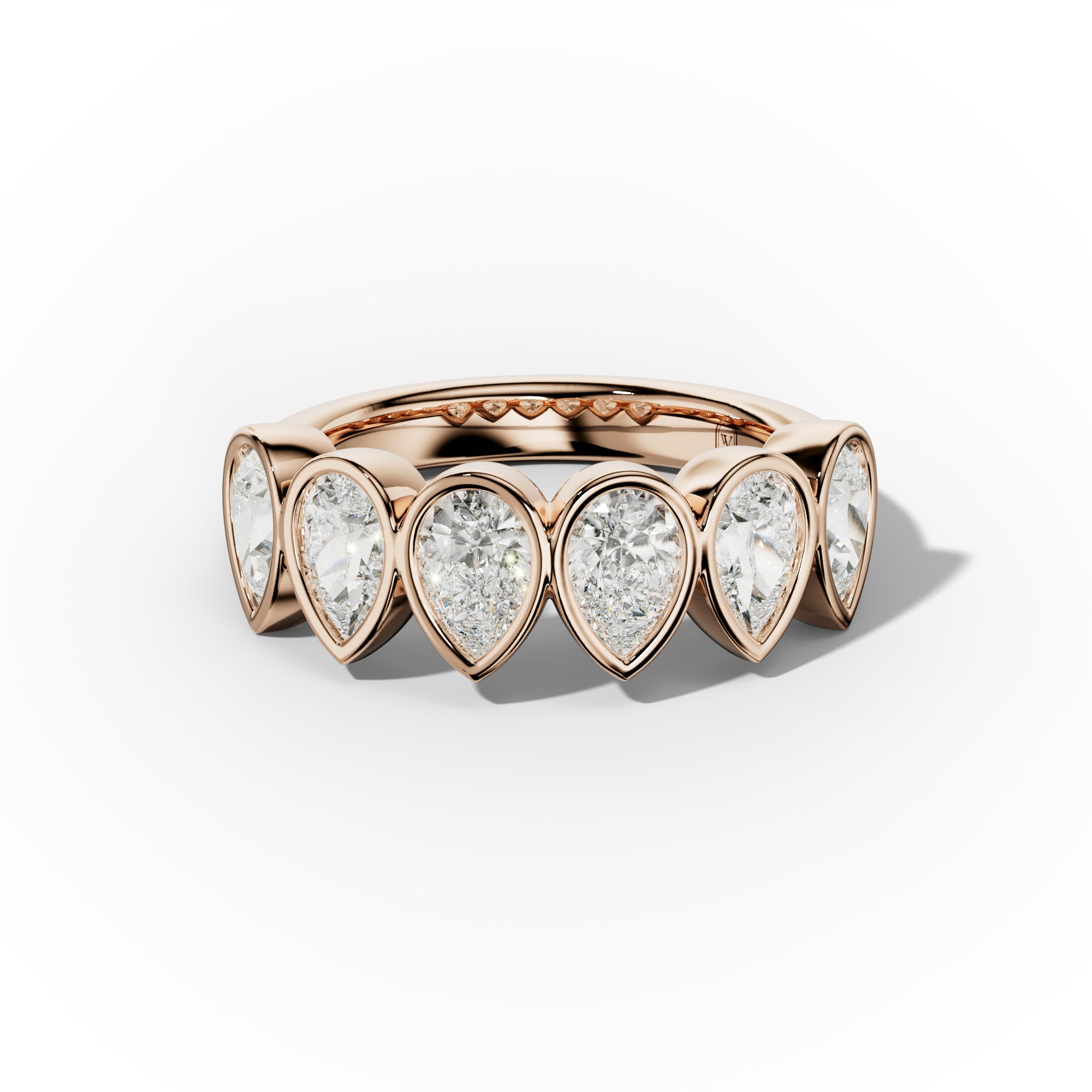 2.0 Carat Bezel Set Pear Shape Diamond Anniversary Band