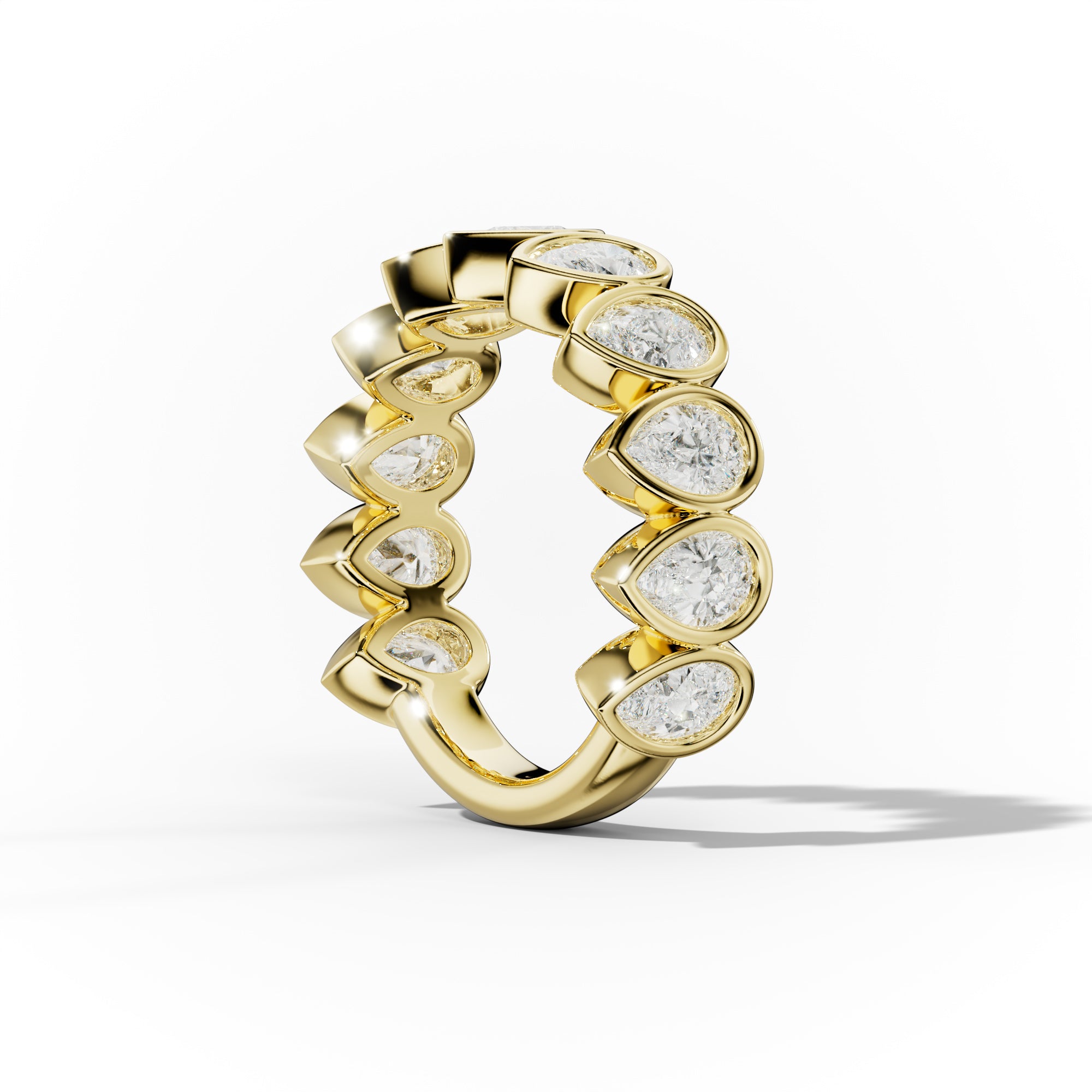 2.0 Carat Bezel Set Pear Shape Diamond Anniversary Band