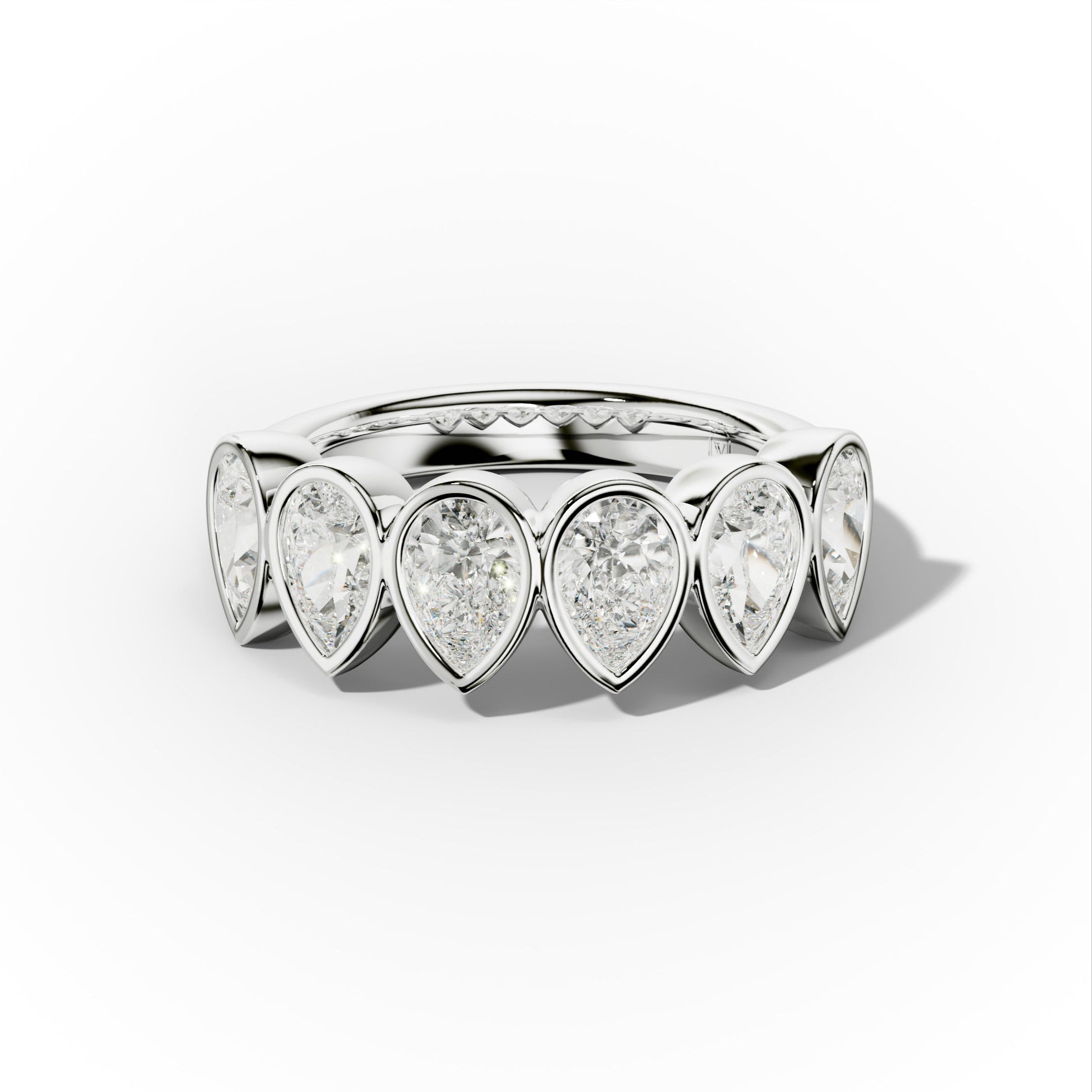 2.0 Carat Bezel Set Pear Shape Diamond Anniversary Band