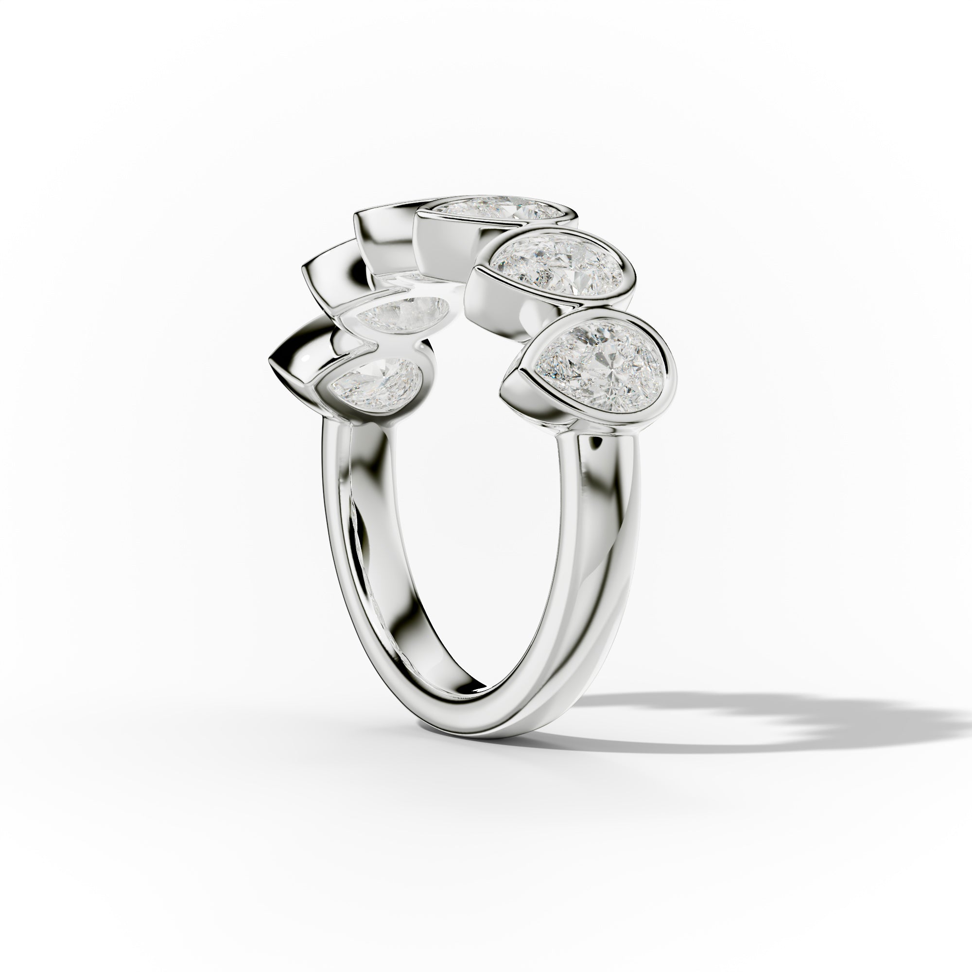 2.0 Carat Bezel Set Pear Shape Diamond Anniversary Band