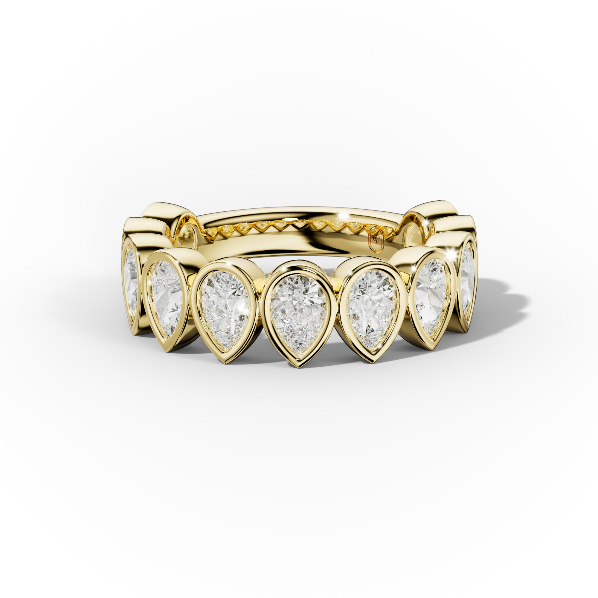 2.0 Carat Bezel Set Pear Shape Diamond Anniversary Band