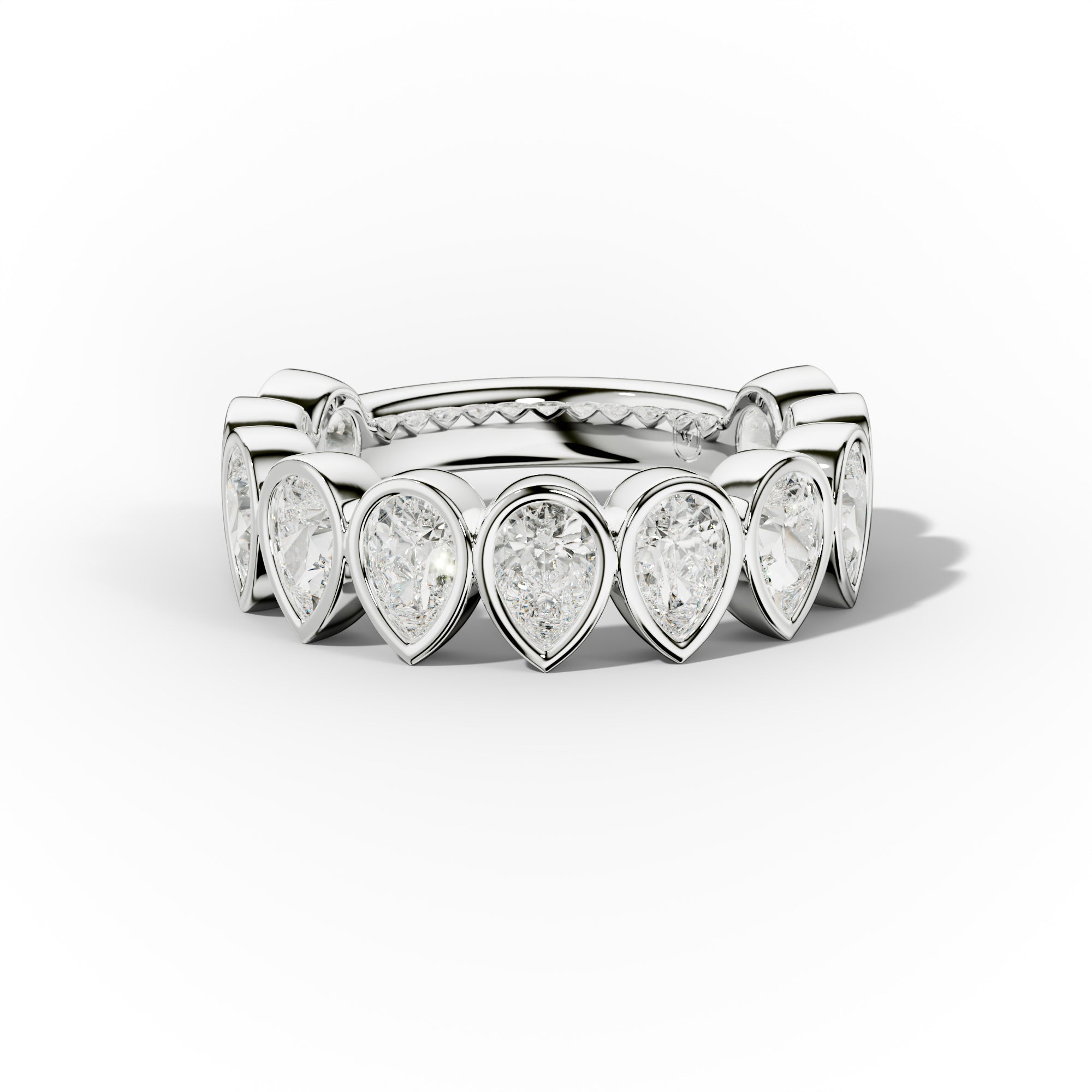2.0 Carat Bezel Set Pear Shape Diamond Anniversary Band