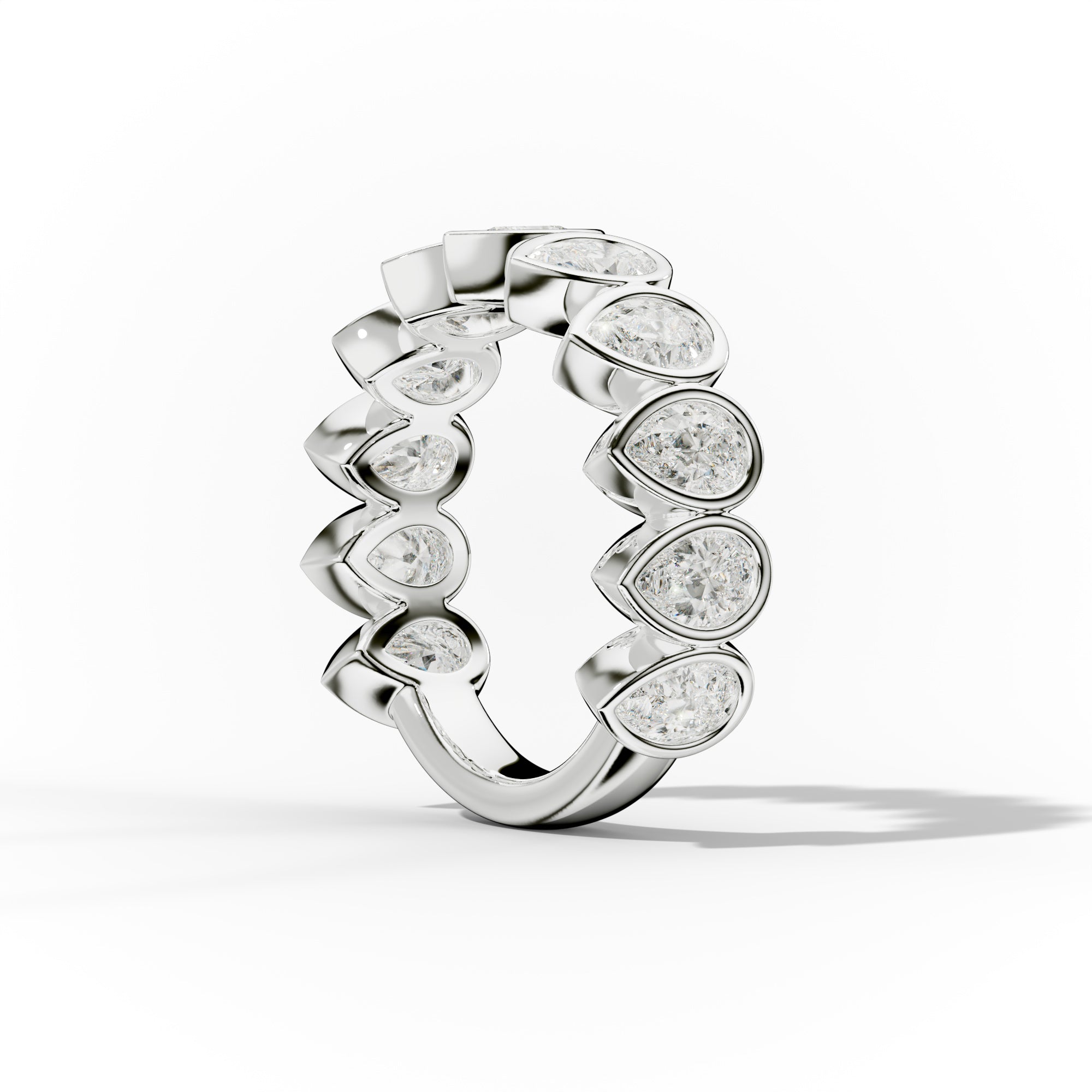 2.0 Carat Bezel Set Pear Shape Diamond Anniversary Band
