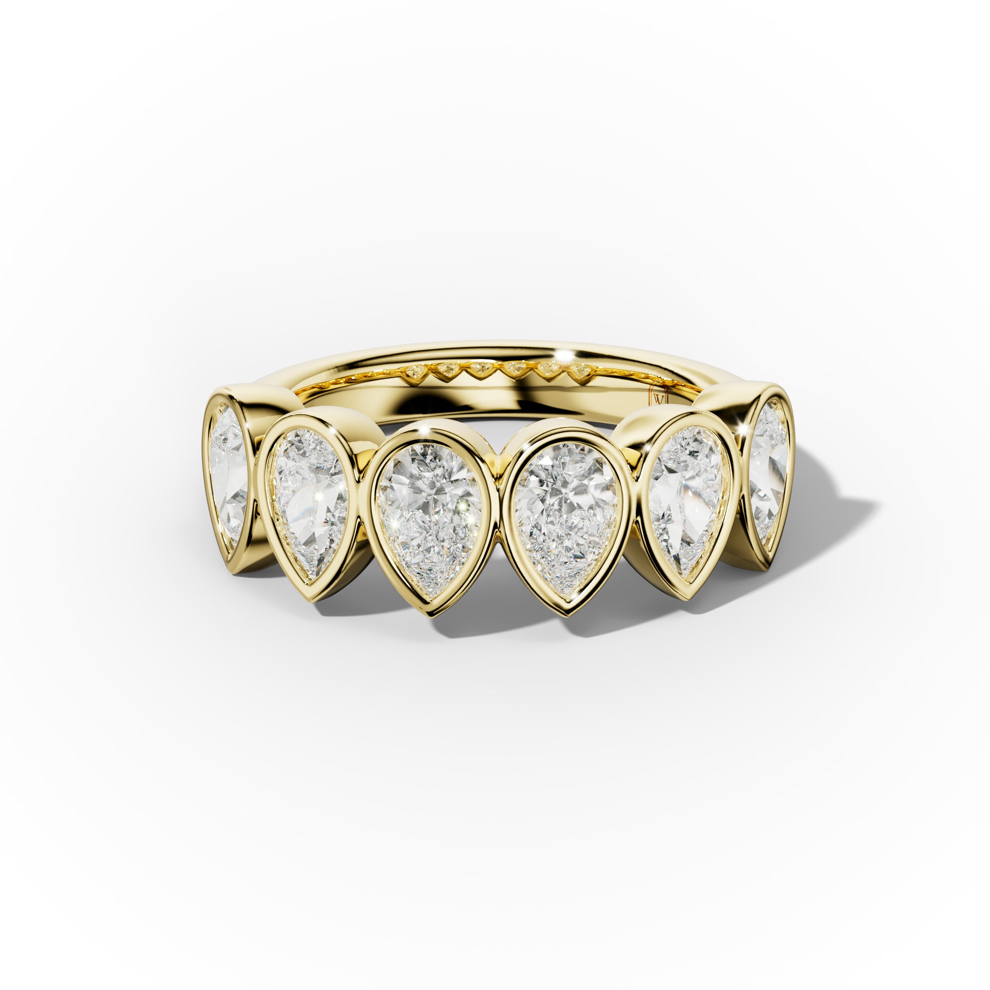 2.0 Carat Bezel Set Pear Shape Diamond Anniversary Band