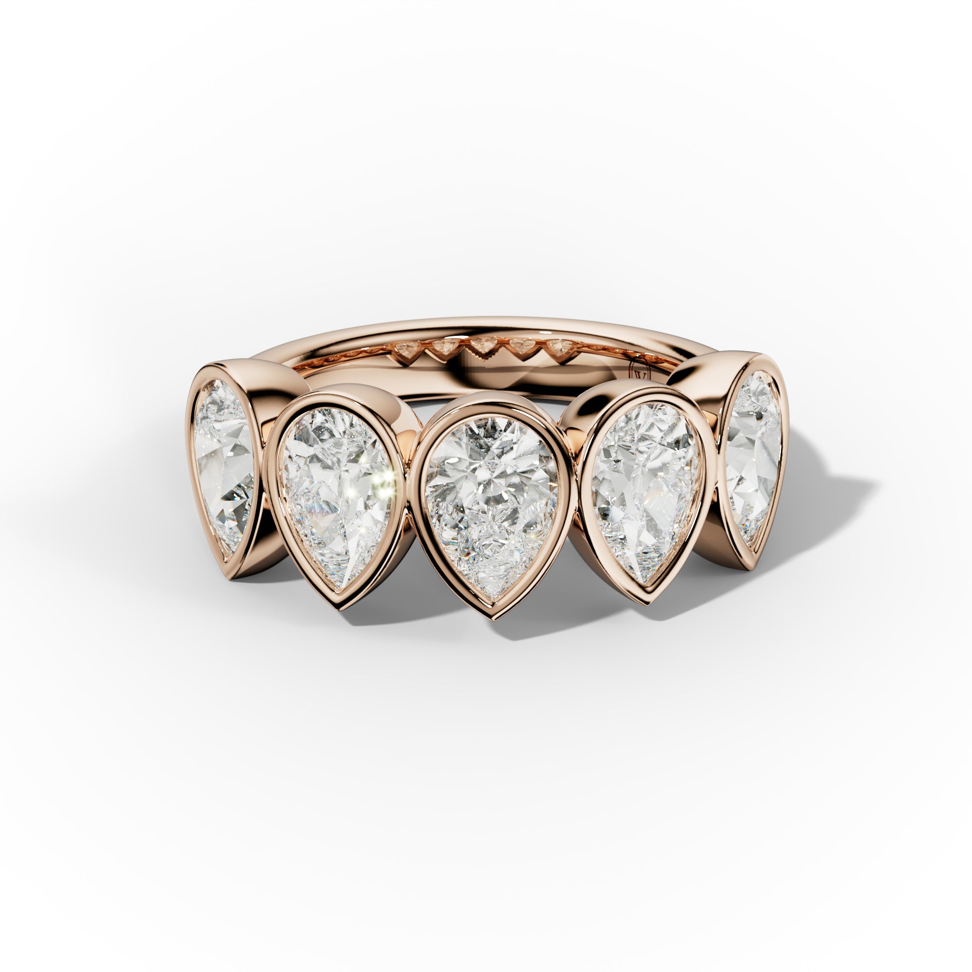 3.0 Carat Bezel Set Pear Shape Diamond Anniversary Band